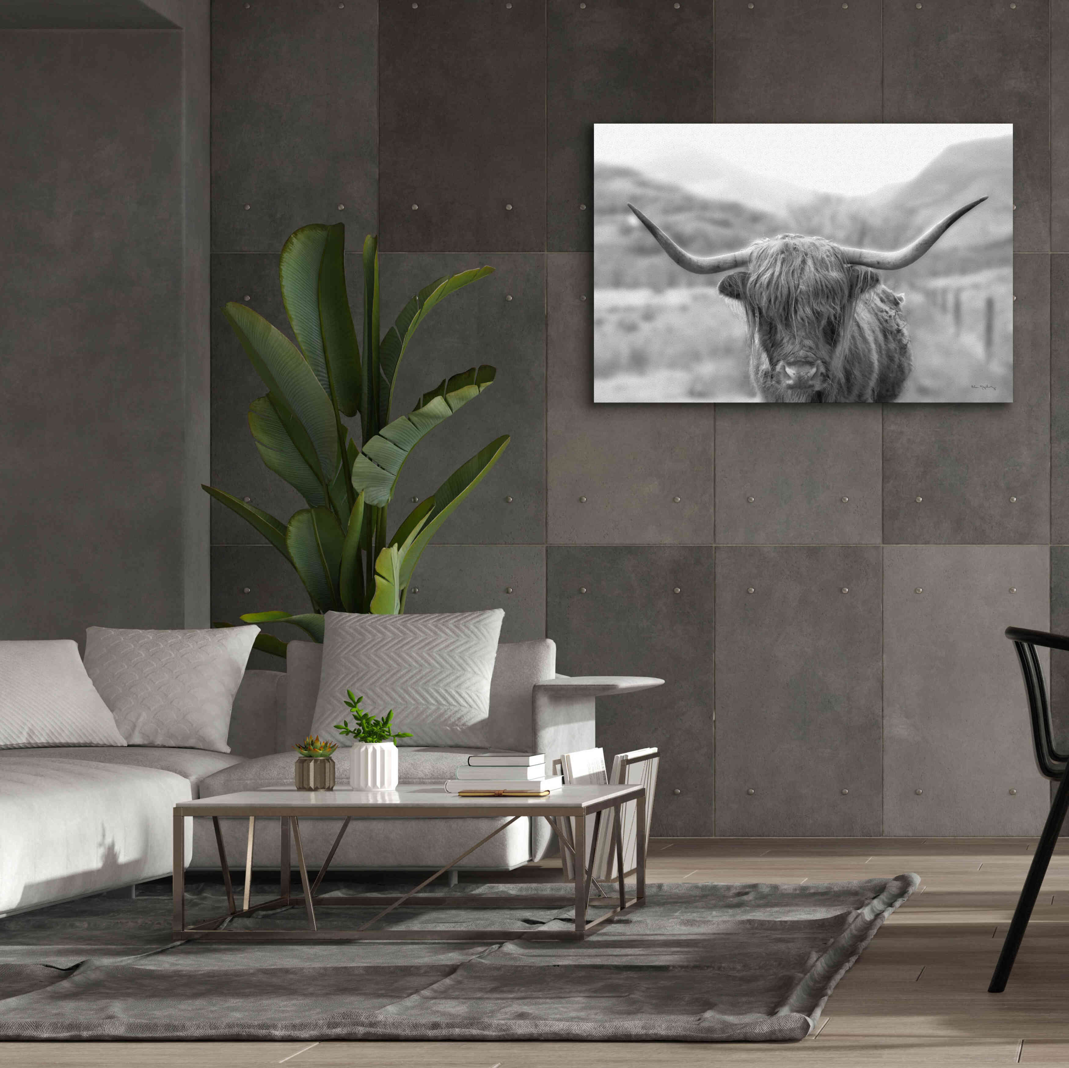 'Scottish Highland Cattle III Neutral Crop' by Alan Majchrowicz,Giclee Canvas Wall Art,60x40