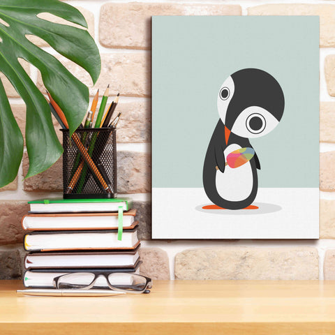 Image of 'Pingu Loves Ice Cream' by Volkan Dalyan, Giclee Canvas Wall Art,12x16