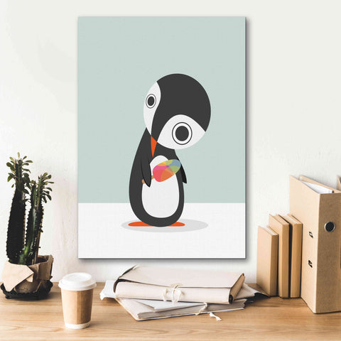 Image of 'Pingu Loves Ice Cream' by Volkan Dalyan, Giclee Canvas Wall Art,18x26