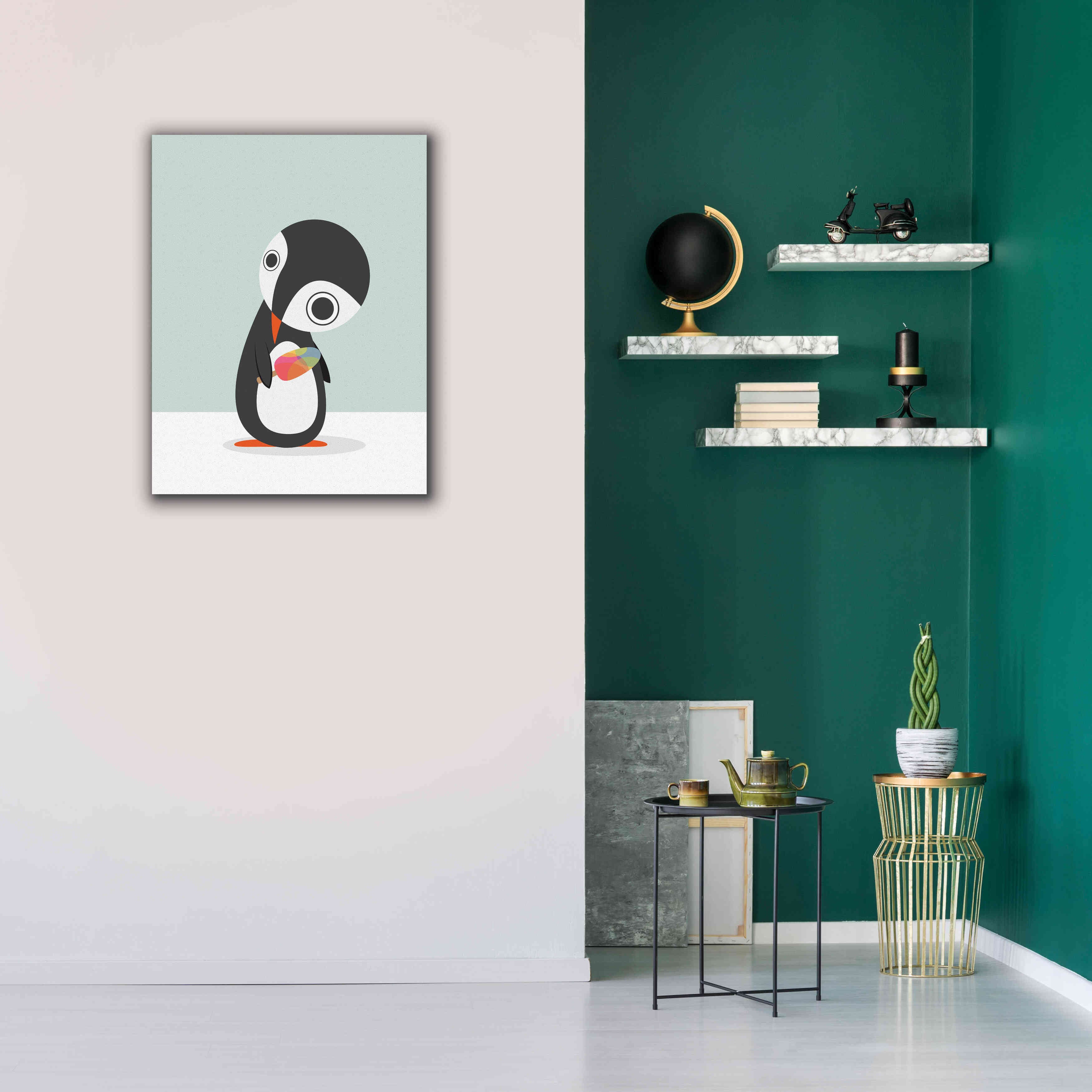 'Pingu Loves Ice Cream' by Volkan Dalyan, Giclee Canvas Wall Art,26x34