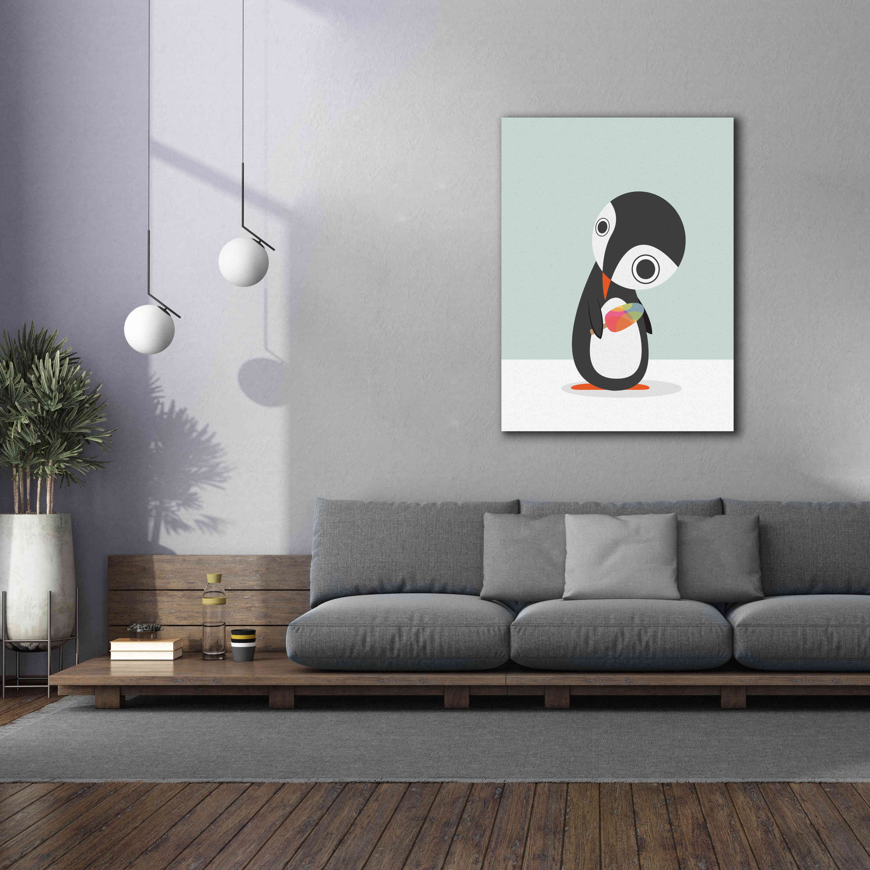 'Pingu Loves Ice Cream' by Volkan Dalyan, Giclee Canvas Wall Art,40x54