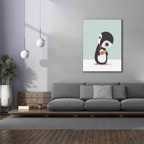 Image of 'Pingu Loves Ice Cream' by Volkan Dalyan, Giclee Canvas Wall Art,40x54