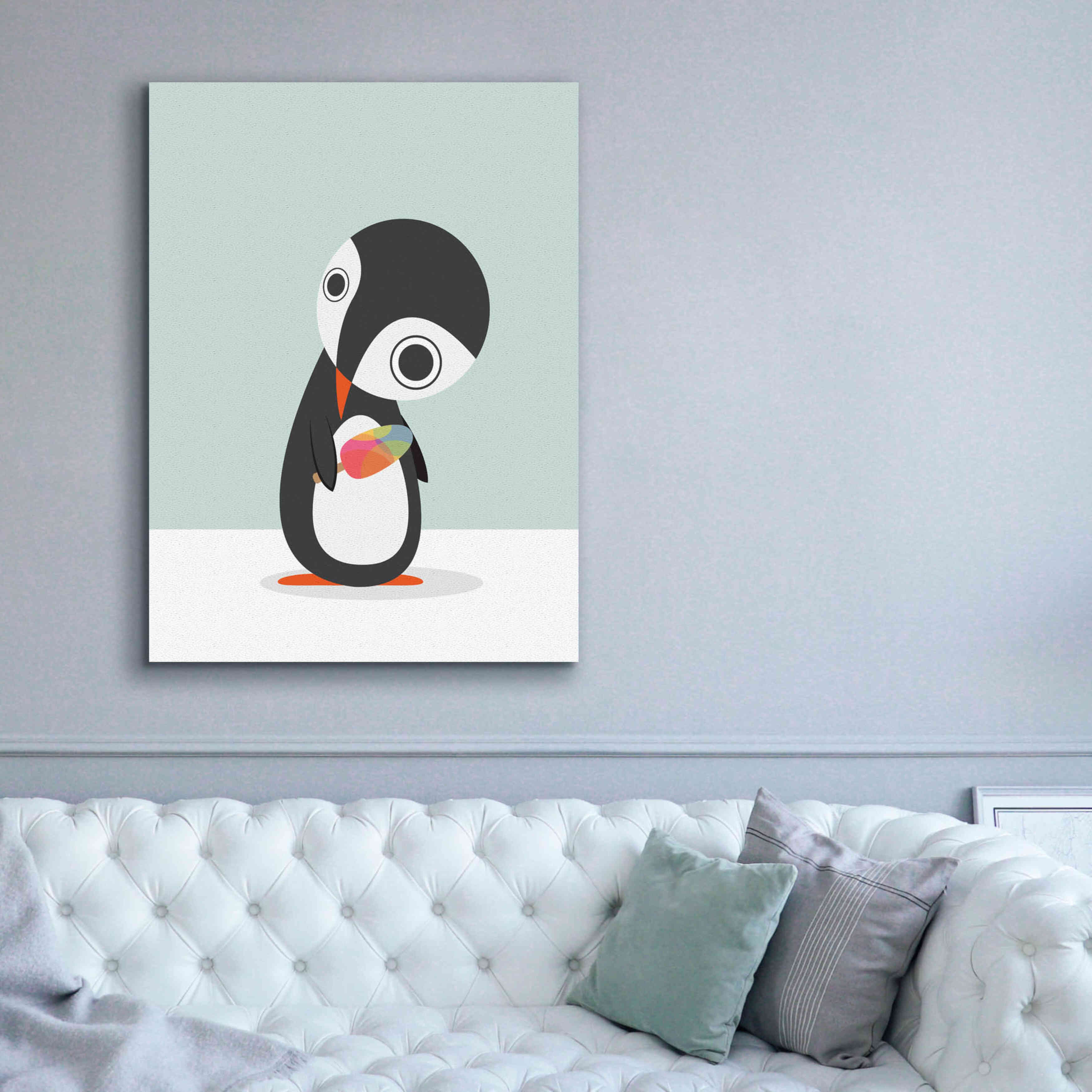 'Pingu Loves Ice Cream' by Volkan Dalyan, Giclee Canvas Wall Art,40x54