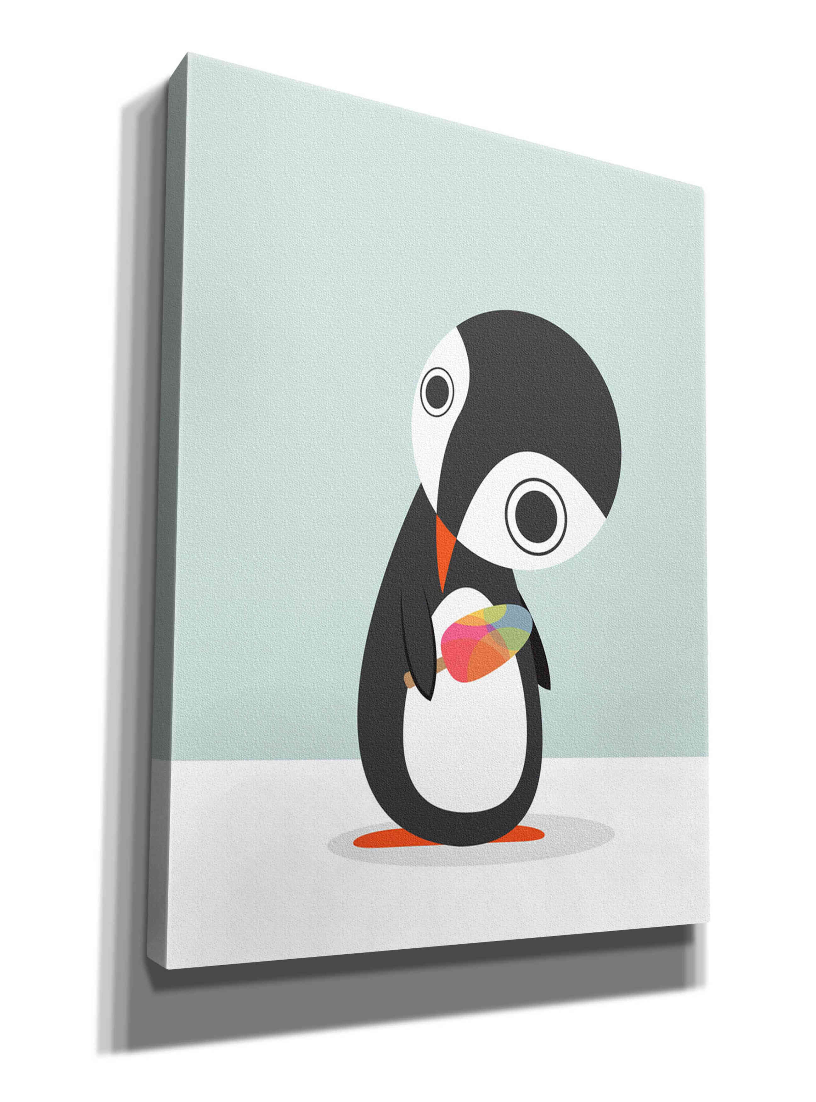 'Pingu Loves Ice Cream' by Volkan Dalyan, Giclee Canvas Wall Art