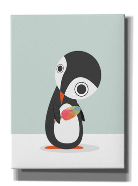 'Pingu Loves Ice Cream' by Volkan Dalyan, Giclee Canvas Wall Art
