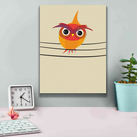 Image of 'Owl on a Wire' by Volkan Dalyan, Giclee Canvas Wall Art,12x16