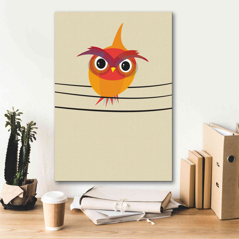 Image of 'Owl on a Wire' by Volkan Dalyan, Giclee Canvas Wall Art,18x26