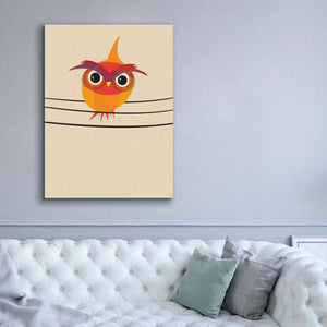 'Owl on a Wire' by Volkan Dalyan, Giclee Canvas Wall Art,40x54