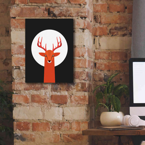 Image of 'Deer & Moon' by Volkan Dalyan, Giclee Canvas Wall Art,12x16