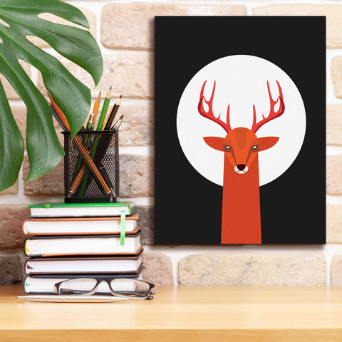 Image of 'Deer & Moon' by Volkan Dalyan, Giclee Canvas Wall Art,12x16