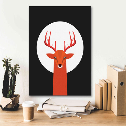 Image of 'Deer & Moon' by Volkan Dalyan, Giclee Canvas Wall Art,18x26