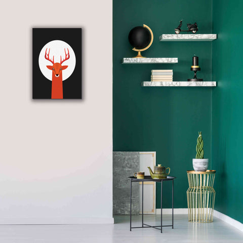 Image of 'Deer & Moon' by Volkan Dalyan, Giclee Canvas Wall Art,18x26