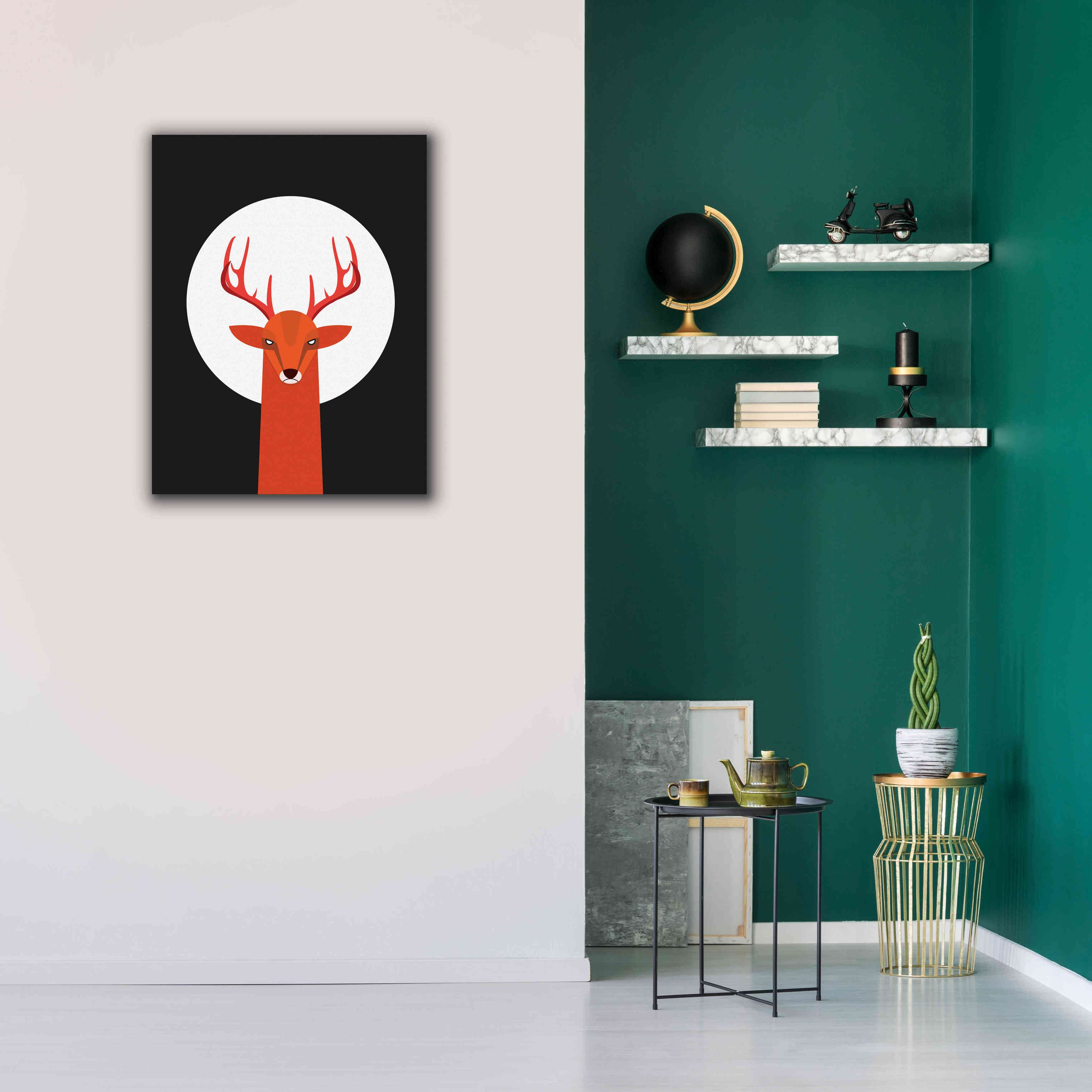 'Deer & Moon' by Volkan Dalyan, Giclee Canvas Wall Art,26x34