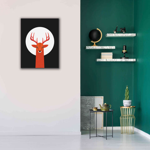 Image of 'Deer & Moon' by Volkan Dalyan, Giclee Canvas Wall Art,26x34