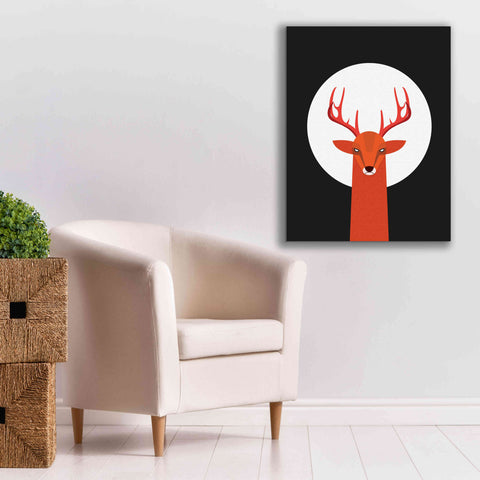 Image of 'Deer & Moon' by Volkan Dalyan, Giclee Canvas Wall Art,26x34