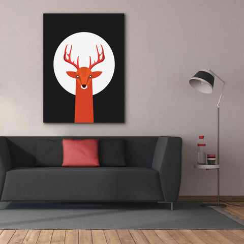 Image of 'Deer & Moon' by Volkan Dalyan, Giclee Canvas Wall Art,40x54