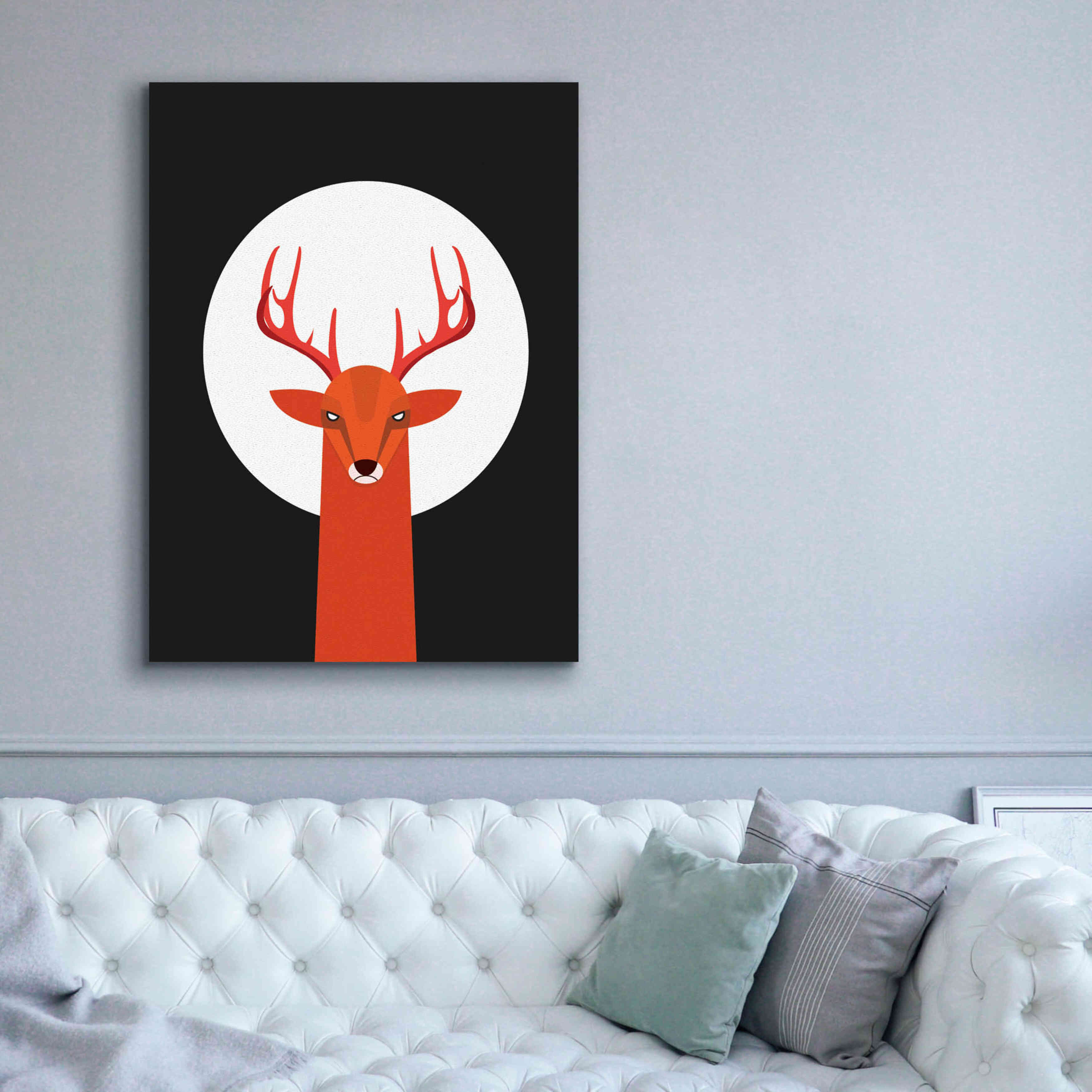 'Deer & Moon' by Volkan Dalyan, Giclee Canvas Wall Art,40x54