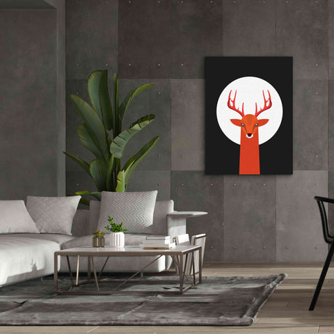 Image of 'Deer & Moon' by Volkan Dalyan, Giclee Canvas Wall Art,40x54