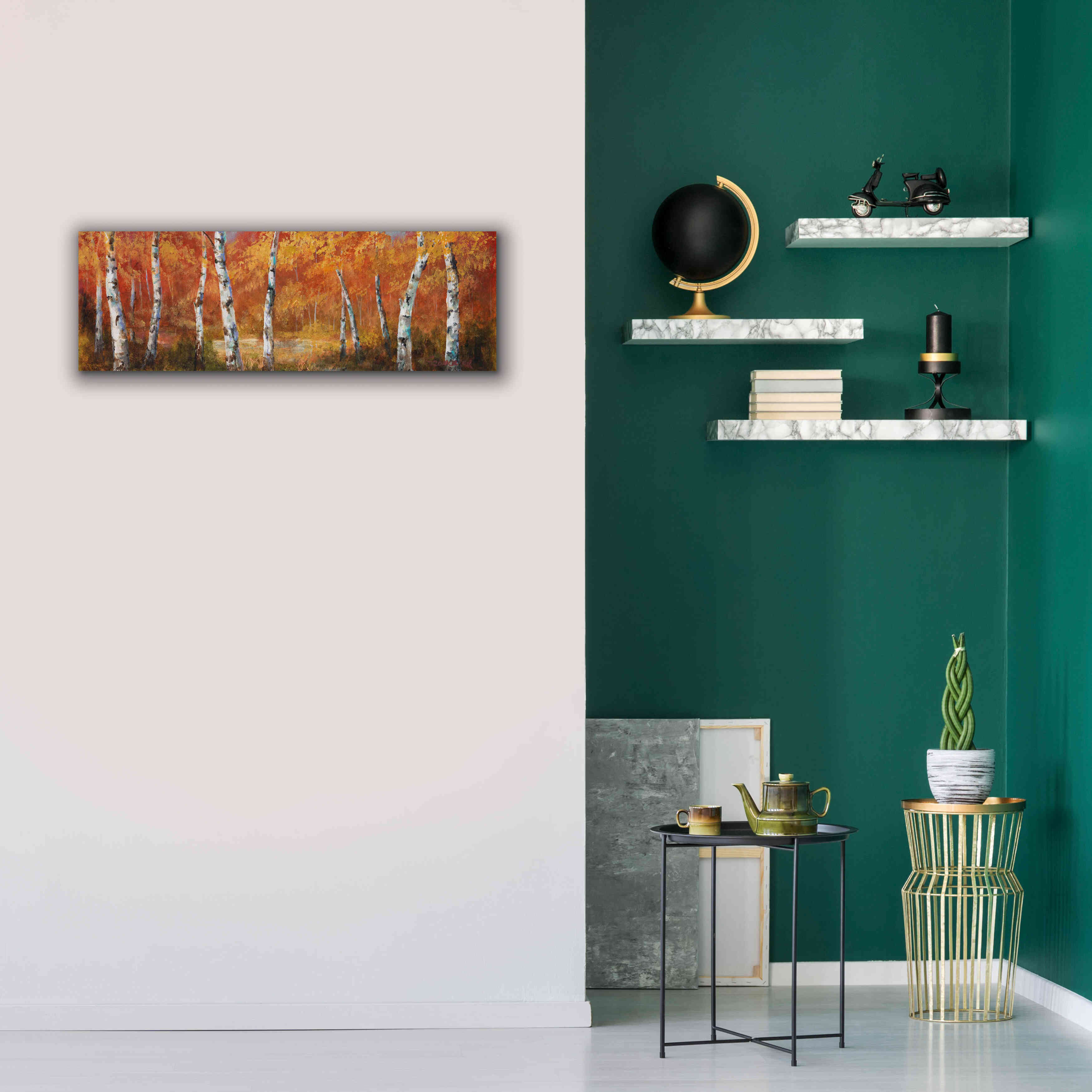 'Autumn Birch I' by Art Fronckowiak, Giclee Canvas Wall Art,36x12