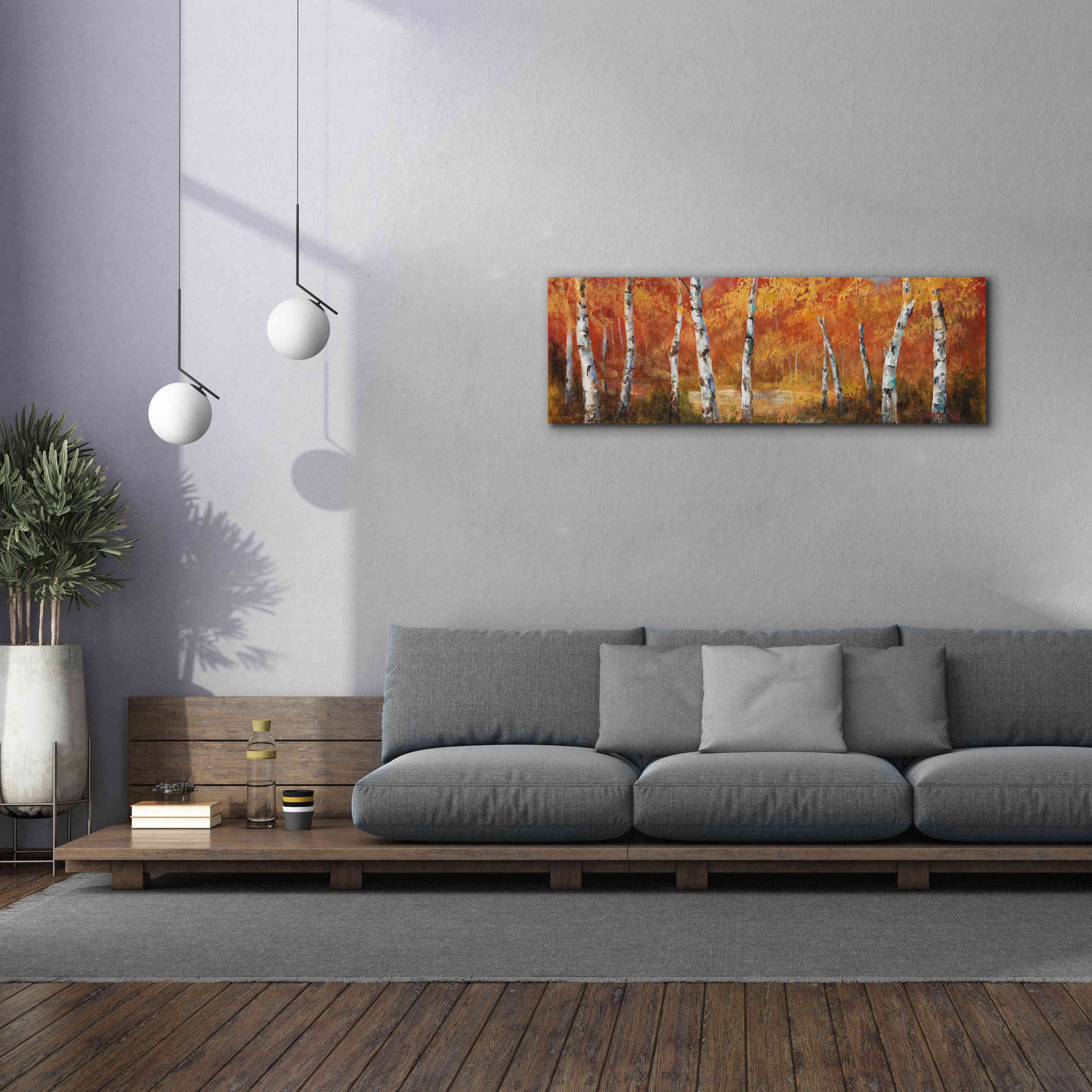 'Autumn Birch I' by Art Fronckowiak, Giclee Canvas Wall Art,60x20