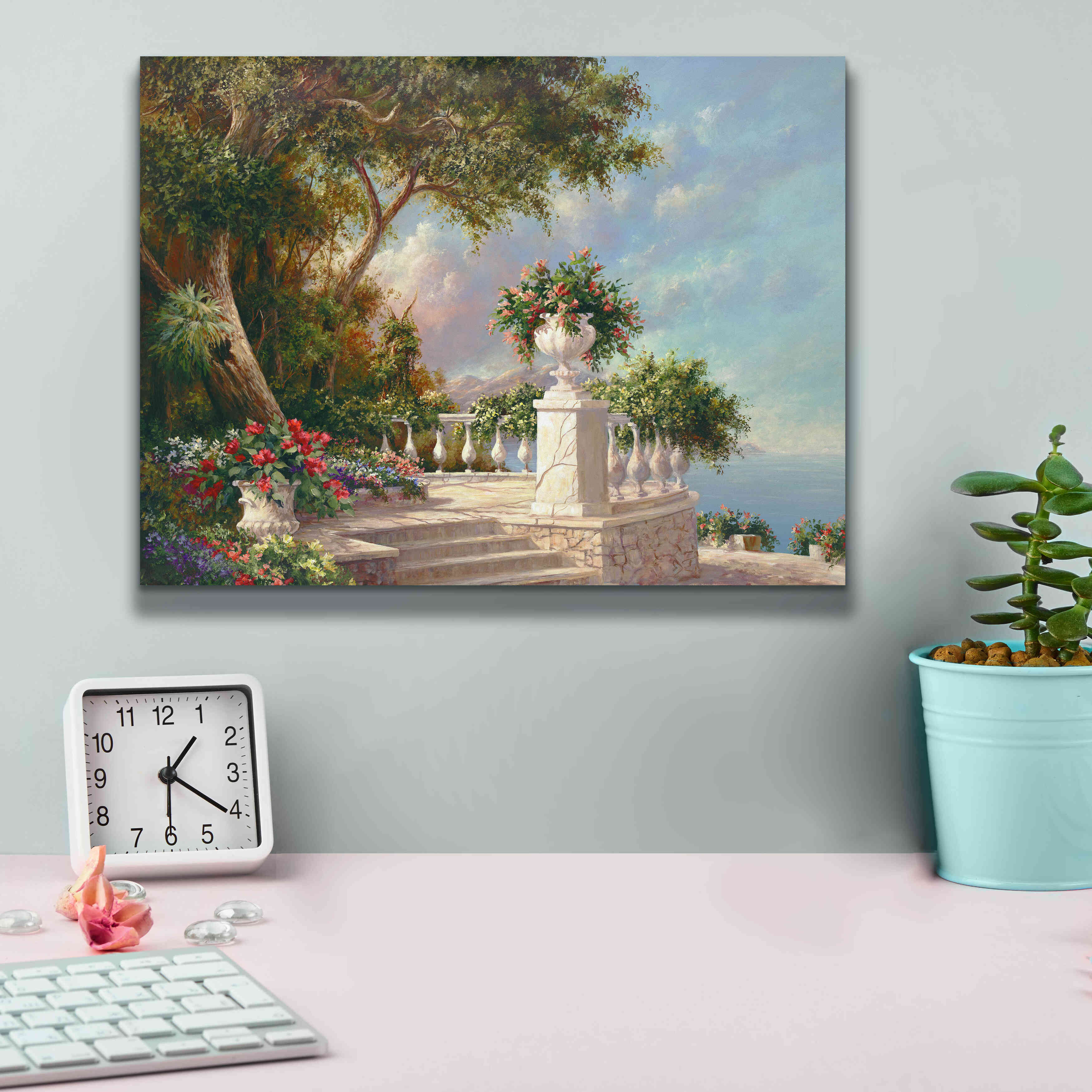 'Balcony at Lake Como' by Art Fronckowiak, Giclee Canvas Wall Art,16x12