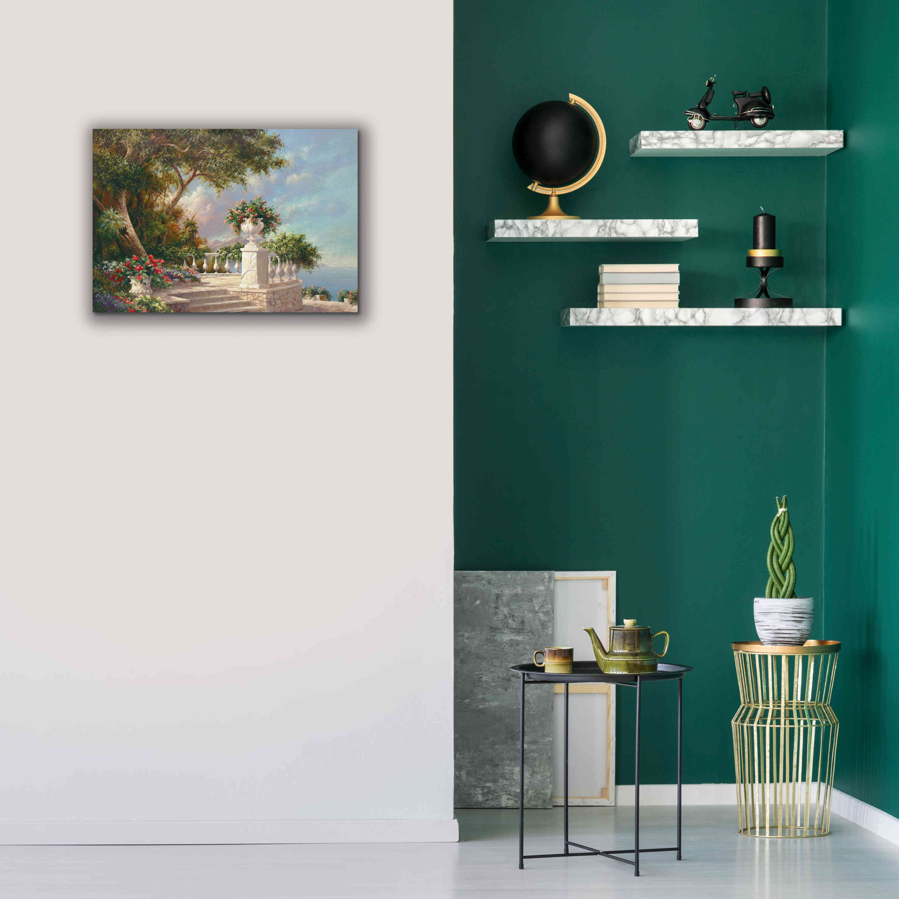 'Balcony at Lake Como' by Art Fronckowiak, Giclee Canvas Wall Art,26x18