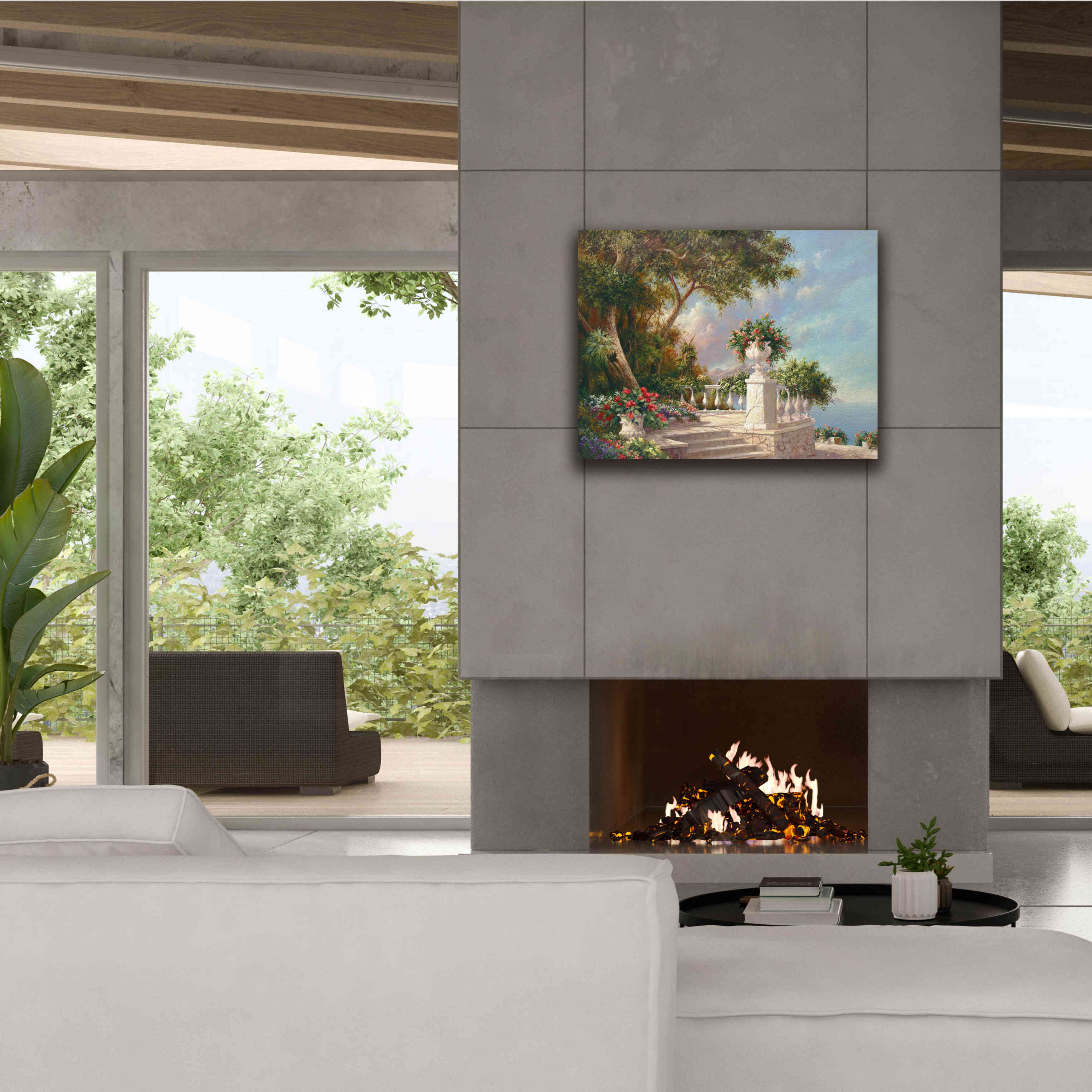 'Balcony at Lake Como' by Art Fronckowiak, Giclee Canvas Wall Art,34x26