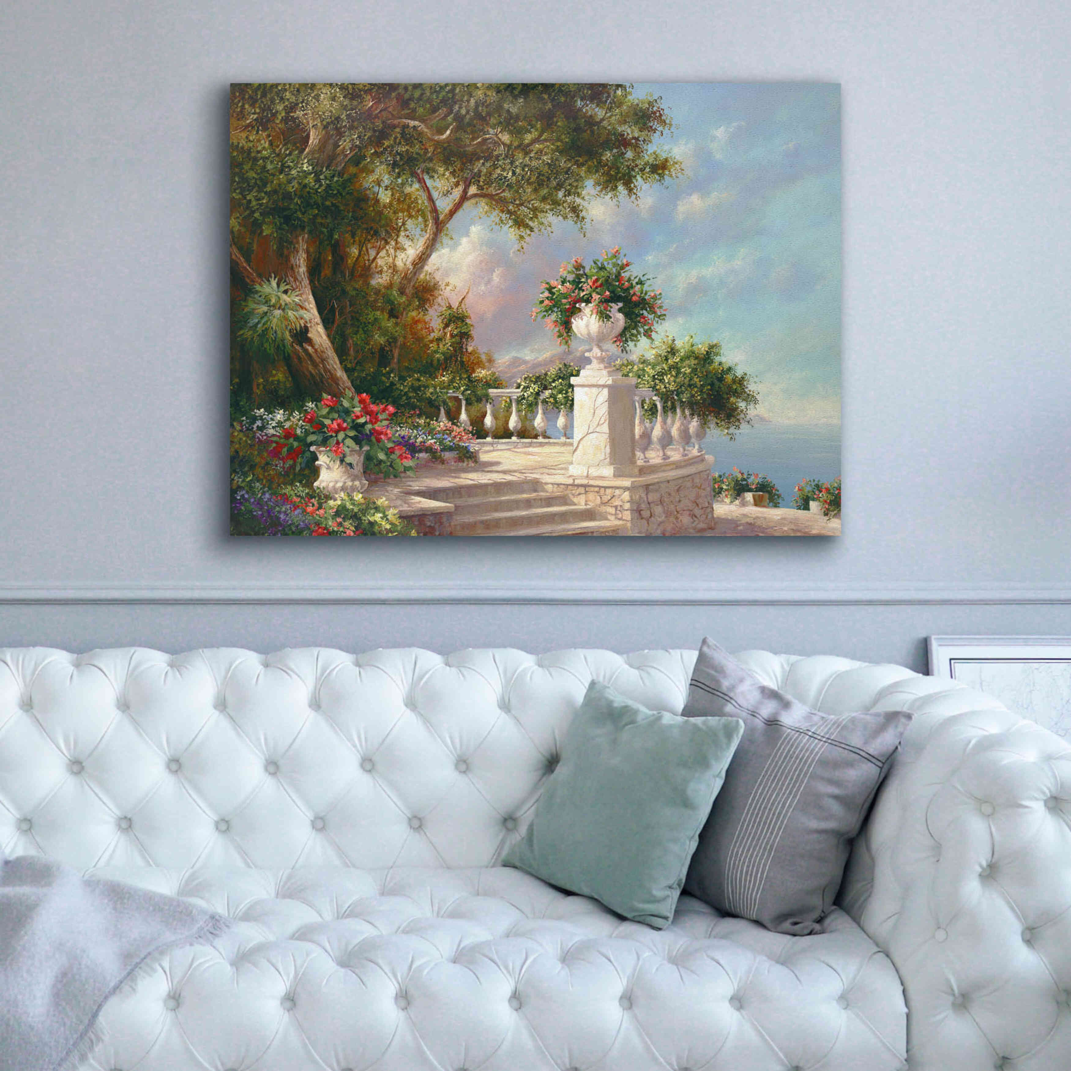 'Balcony at Lake Como' by Art Fronckowiak, Giclee Canvas Wall Art,54x40