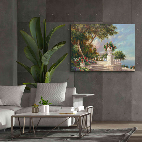 Image of 'Balcony at Lake Como' by Art Fronckowiak, Giclee Canvas Wall Art,54x40
