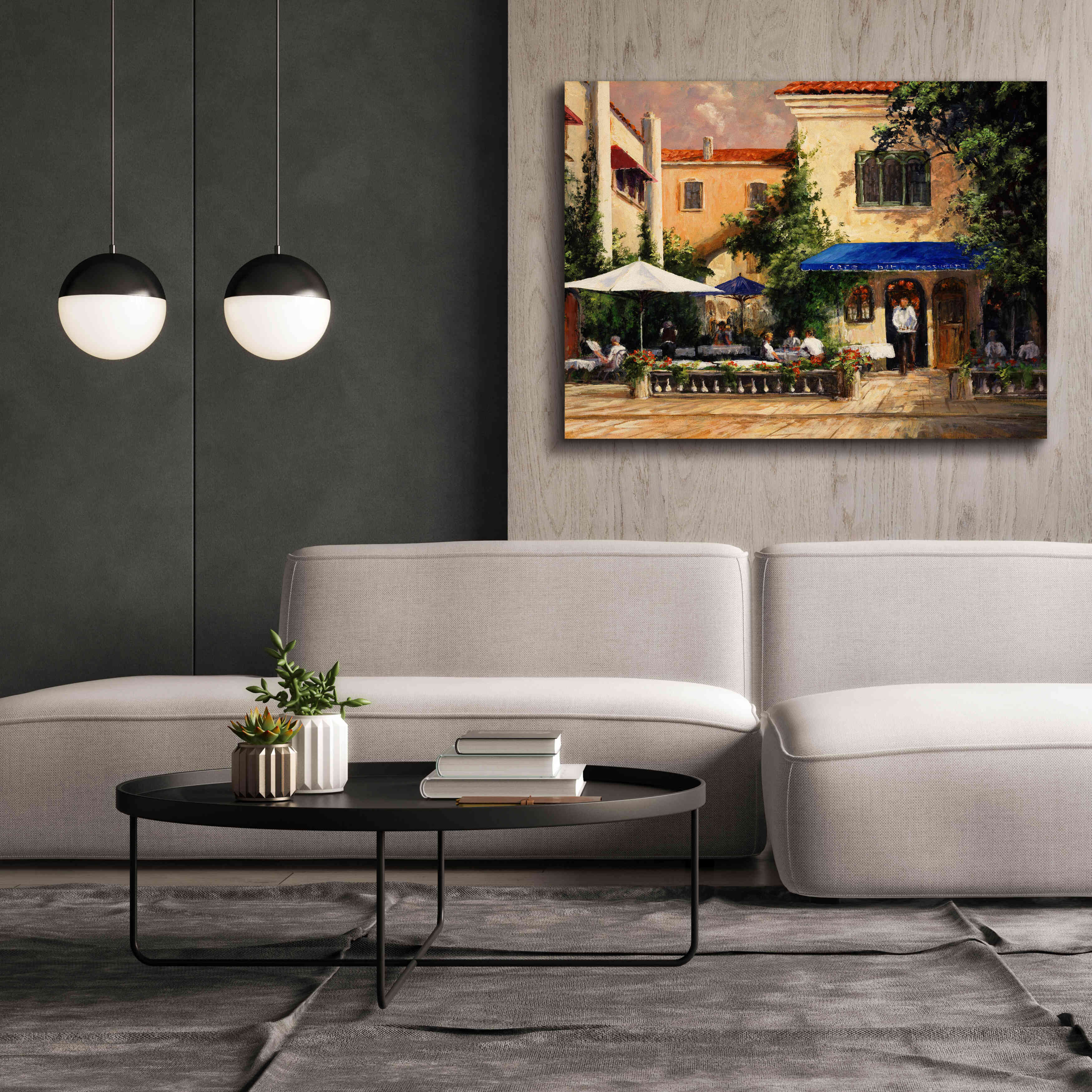 'Café Bar' by Art Fronckowiak, Giclee Canvas Wall Art,54x40