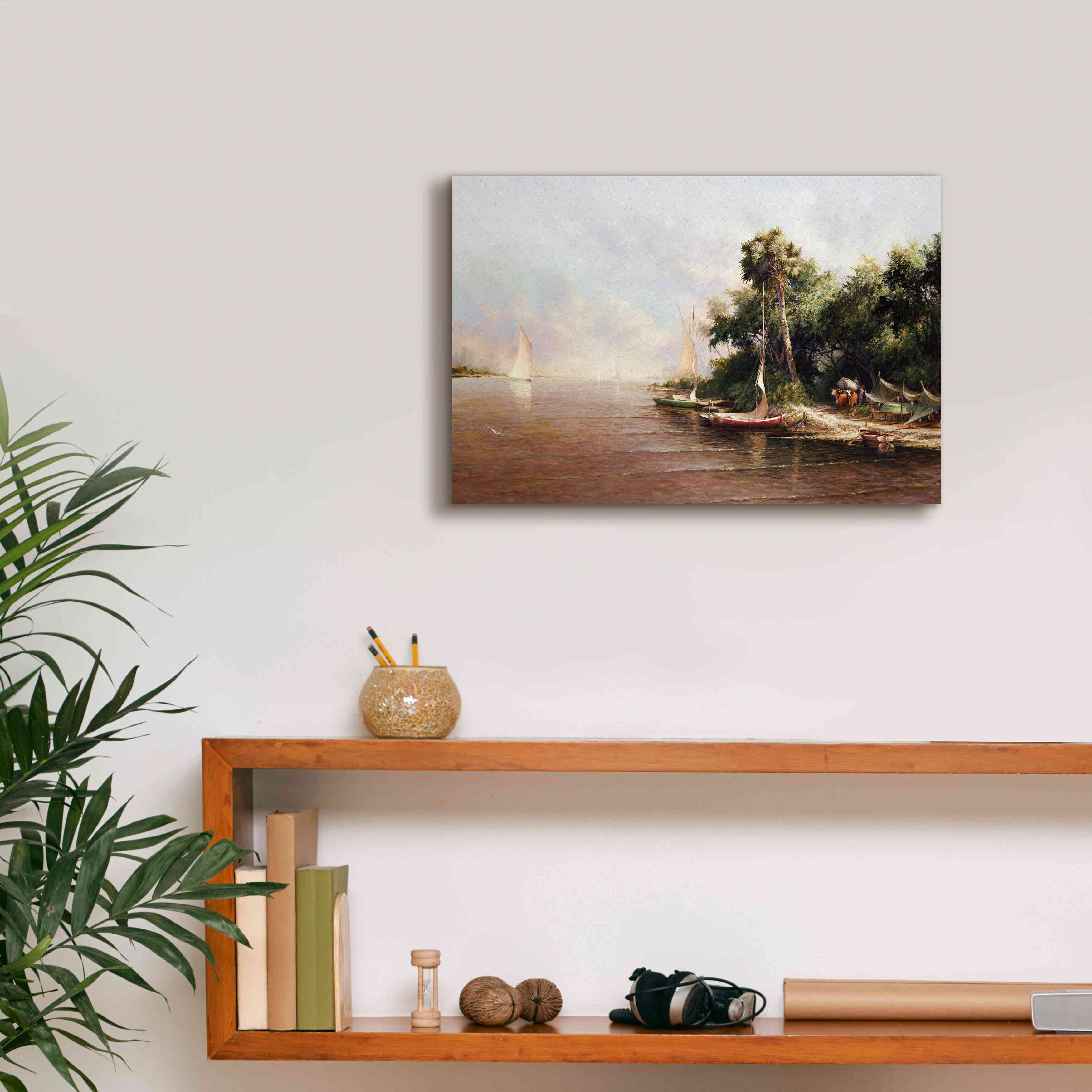 'Fisherman Landing' by Art Fronckowiak, Giclee Canvas Wall Art,18x12