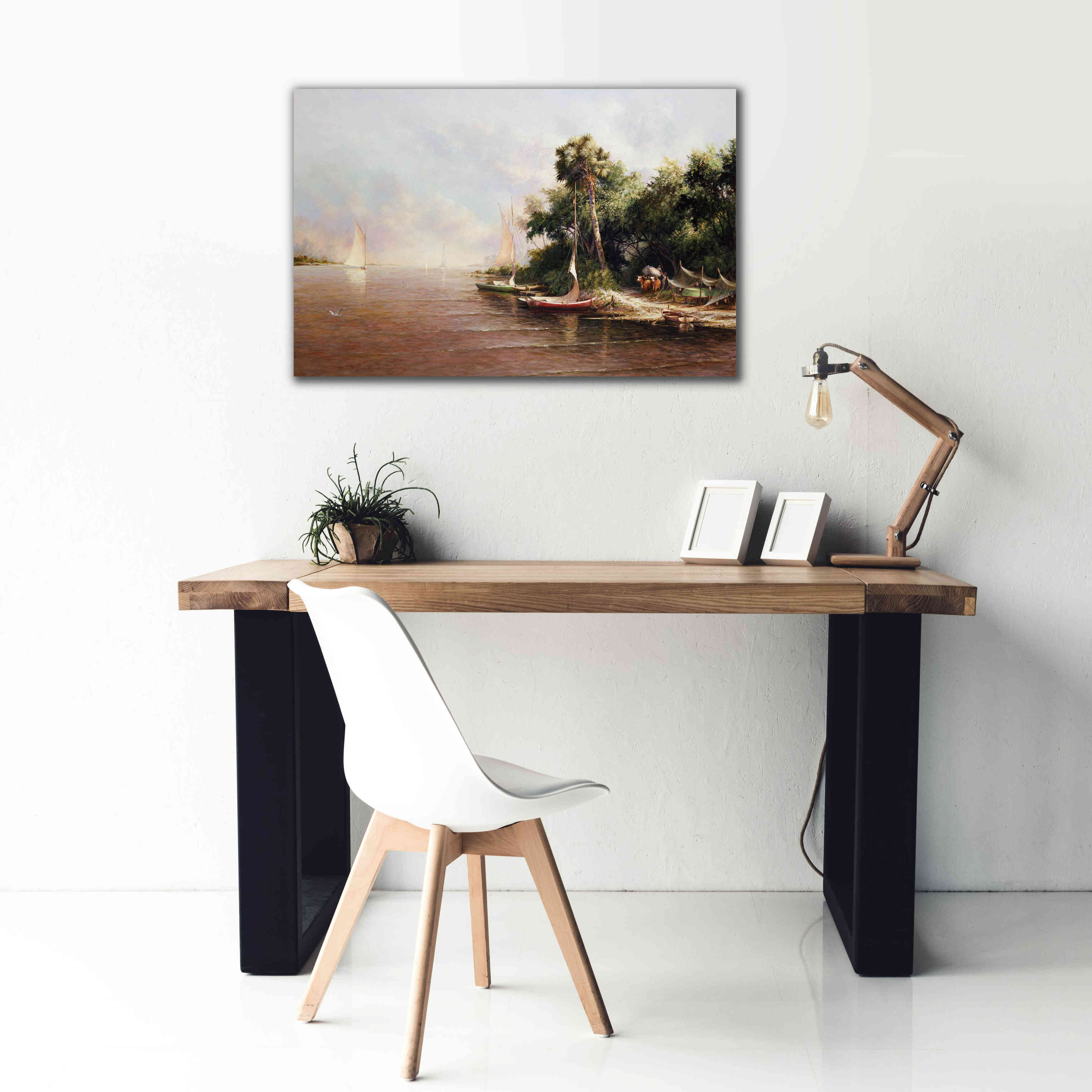 'Fisherman Landing' by Art Fronckowiak, Giclee Canvas Wall Art,40x26