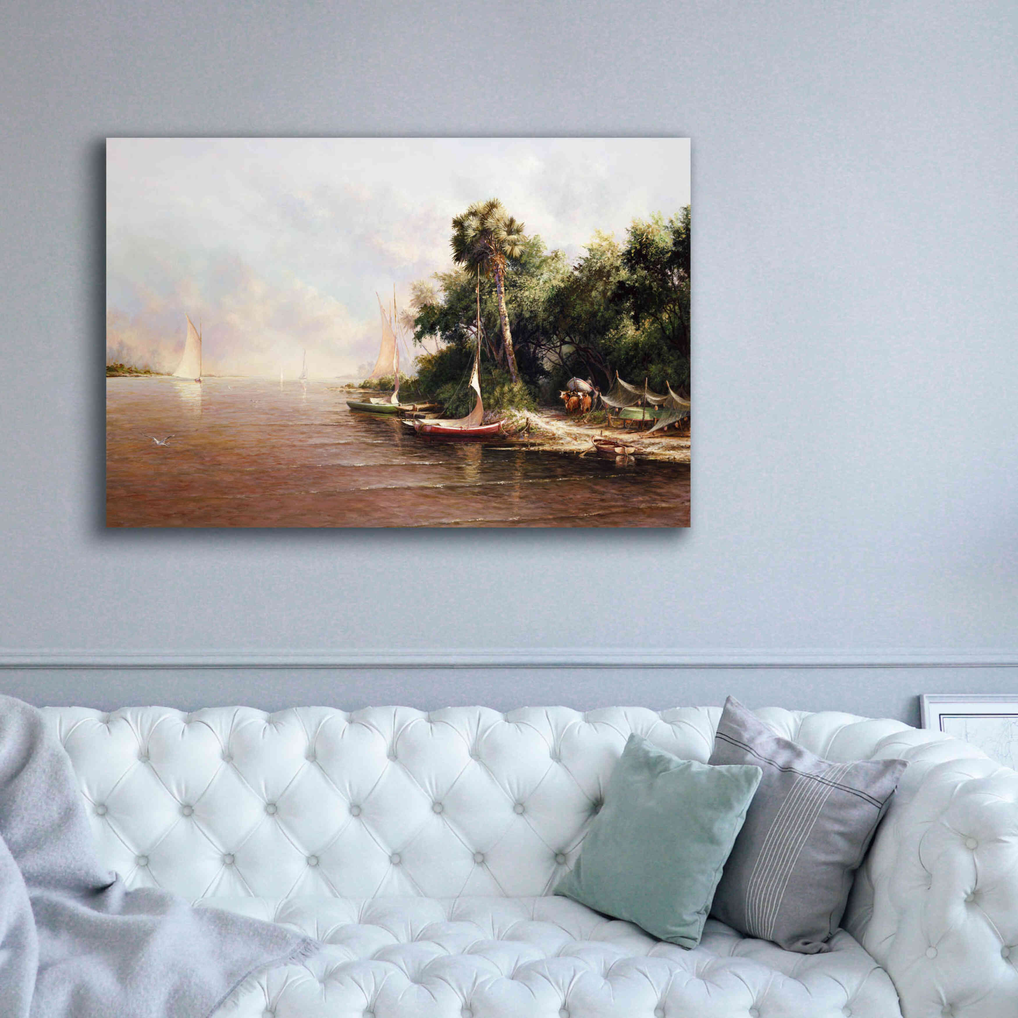 'Fisherman Landing' by Art Fronckowiak, Giclee Canvas Wall Art,60x40