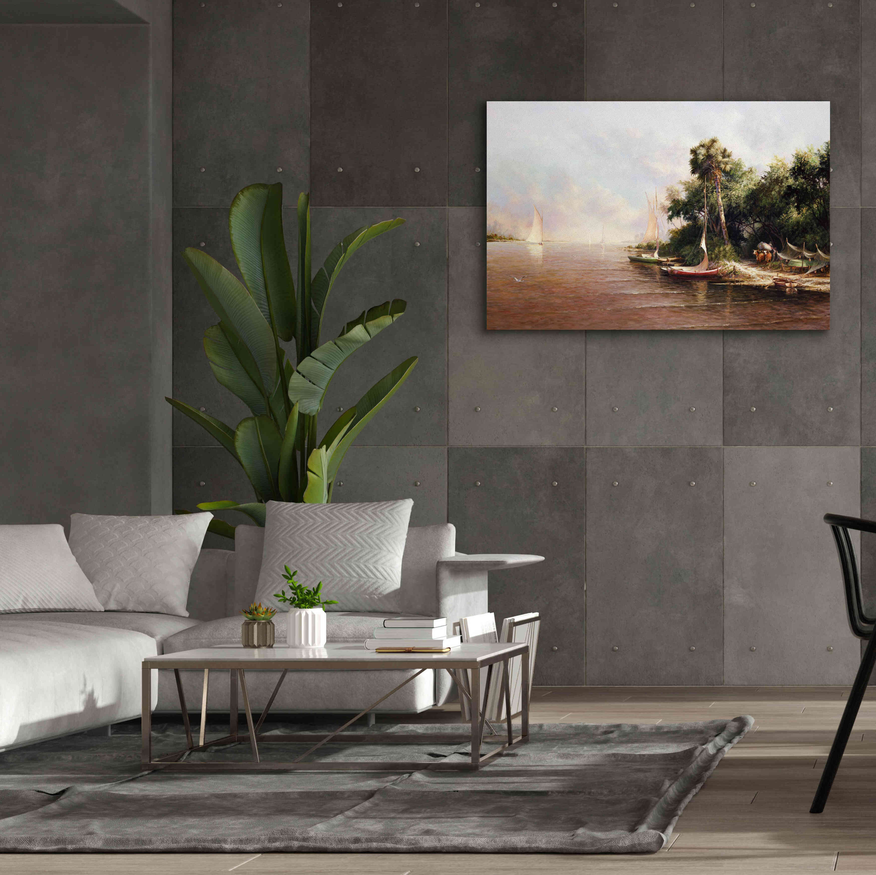 'Fisherman Landing' by Art Fronckowiak, Giclee Canvas Wall Art,60x40