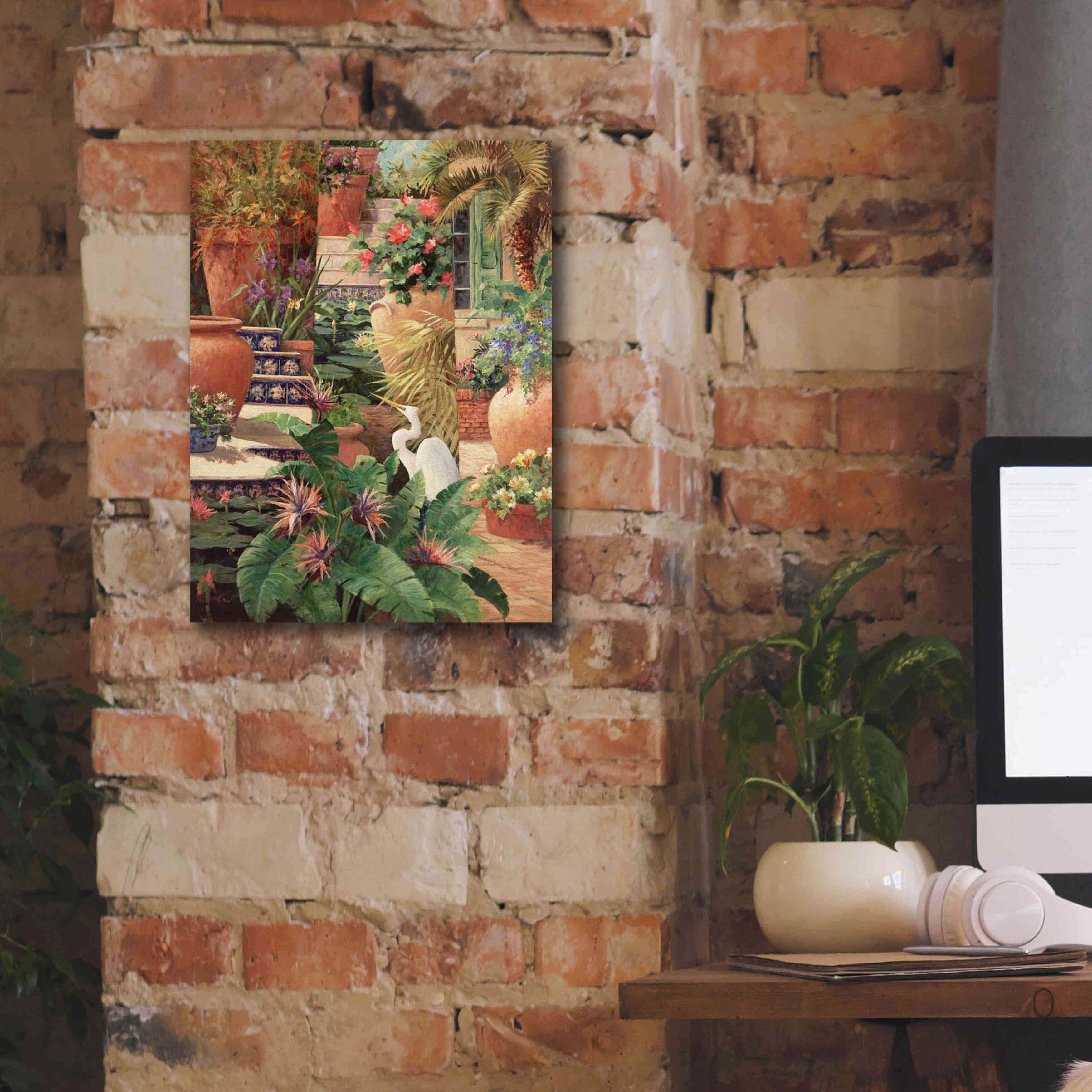 'Floral Fractal with Egret' by Art Fronckowiak, Giclee Canvas Wall Art,12x16