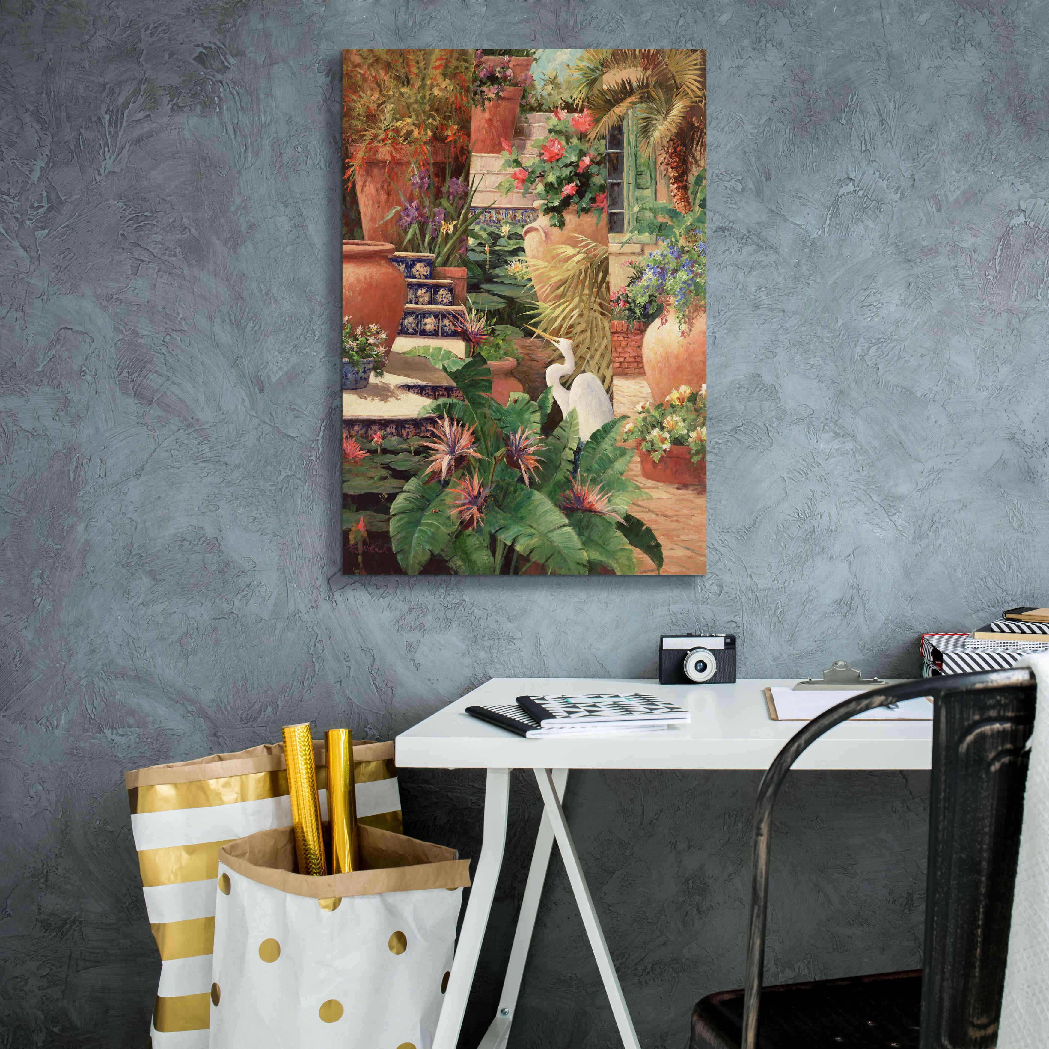 'Floral Fractal with Egret' by Art Fronckowiak, Giclee Canvas Wall Art,18x26