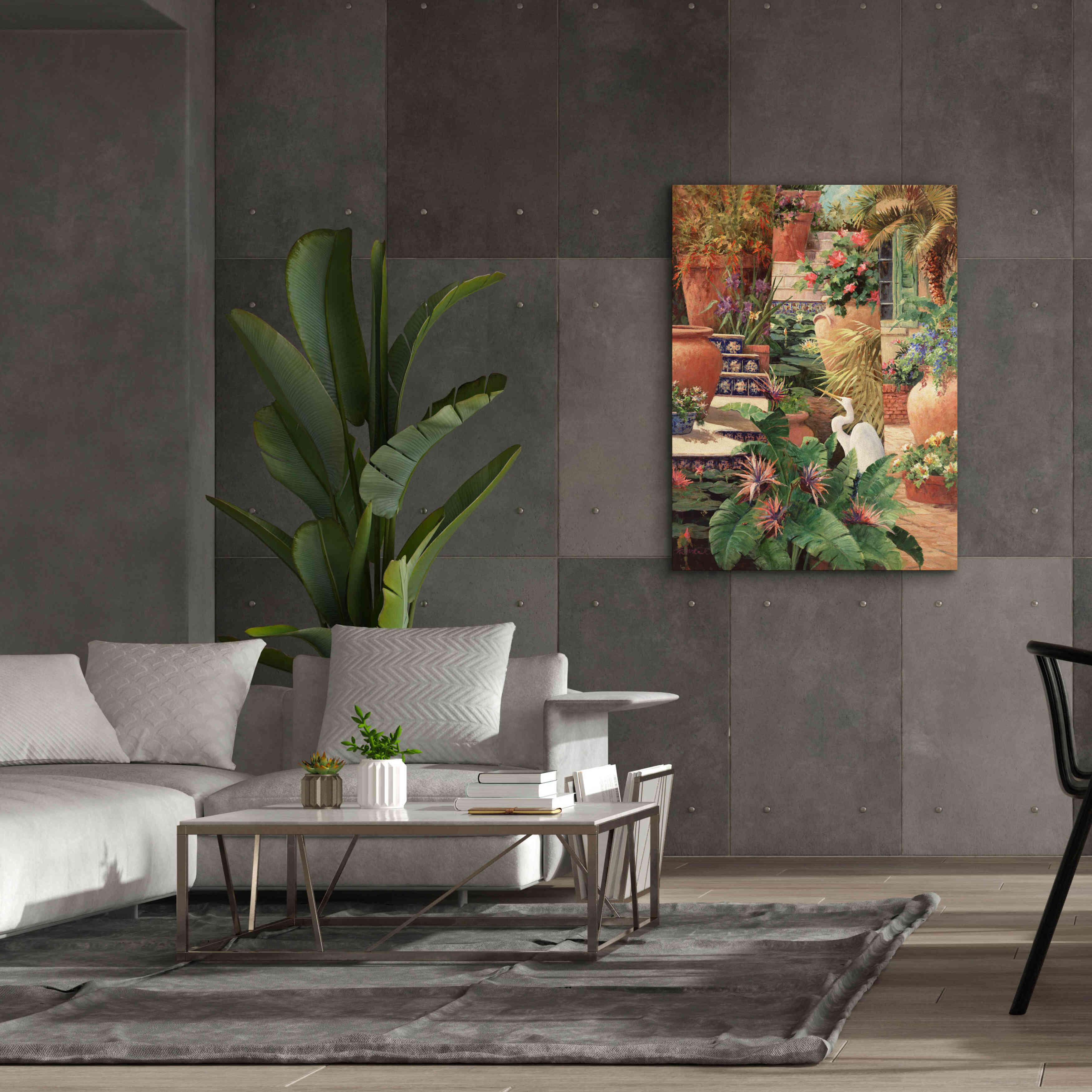 'Floral Fractal with Egret' by Art Fronckowiak, Giclee Canvas Wall Art,40x54