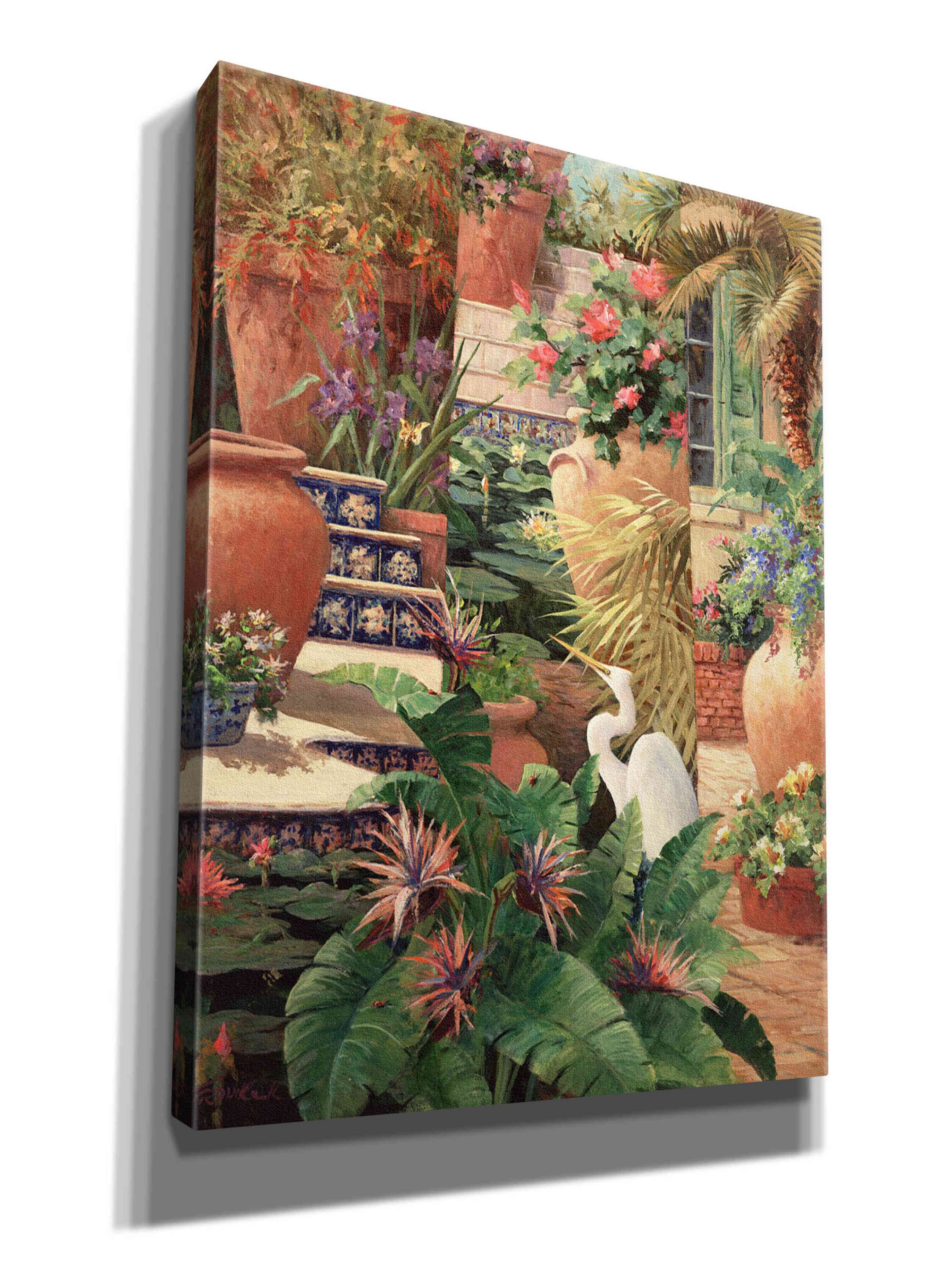 'Floral Fractal with Egret' by Art Fronckowiak, Giclee Canvas Wall Art