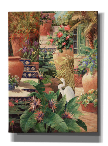 Image of 'Floral Fractal with Egret' by Art Fronckowiak, Giclee Canvas Wall Art