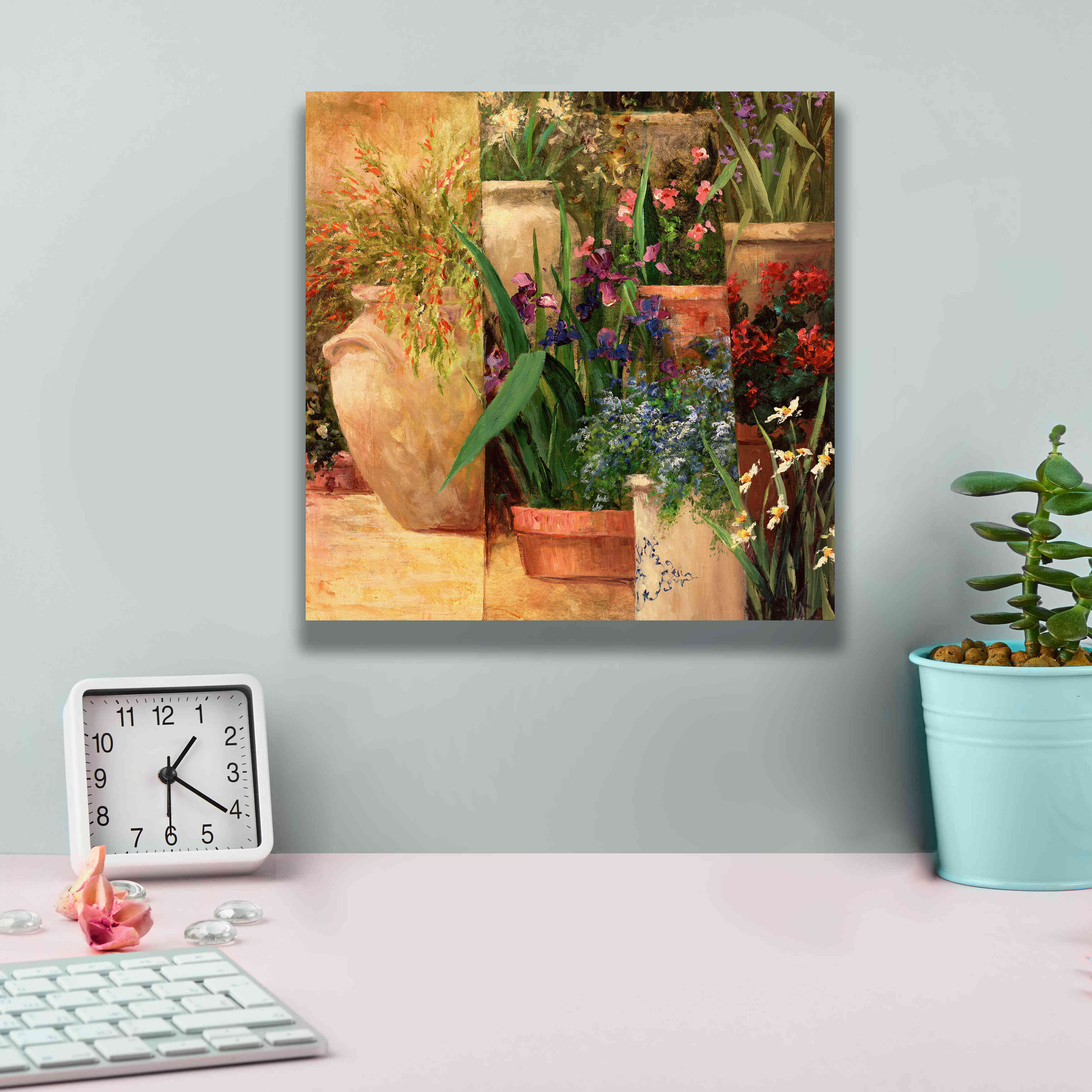 'Flower Pots Left' by Art Fronckowiak, Giclee Canvas Wall Art,12x12