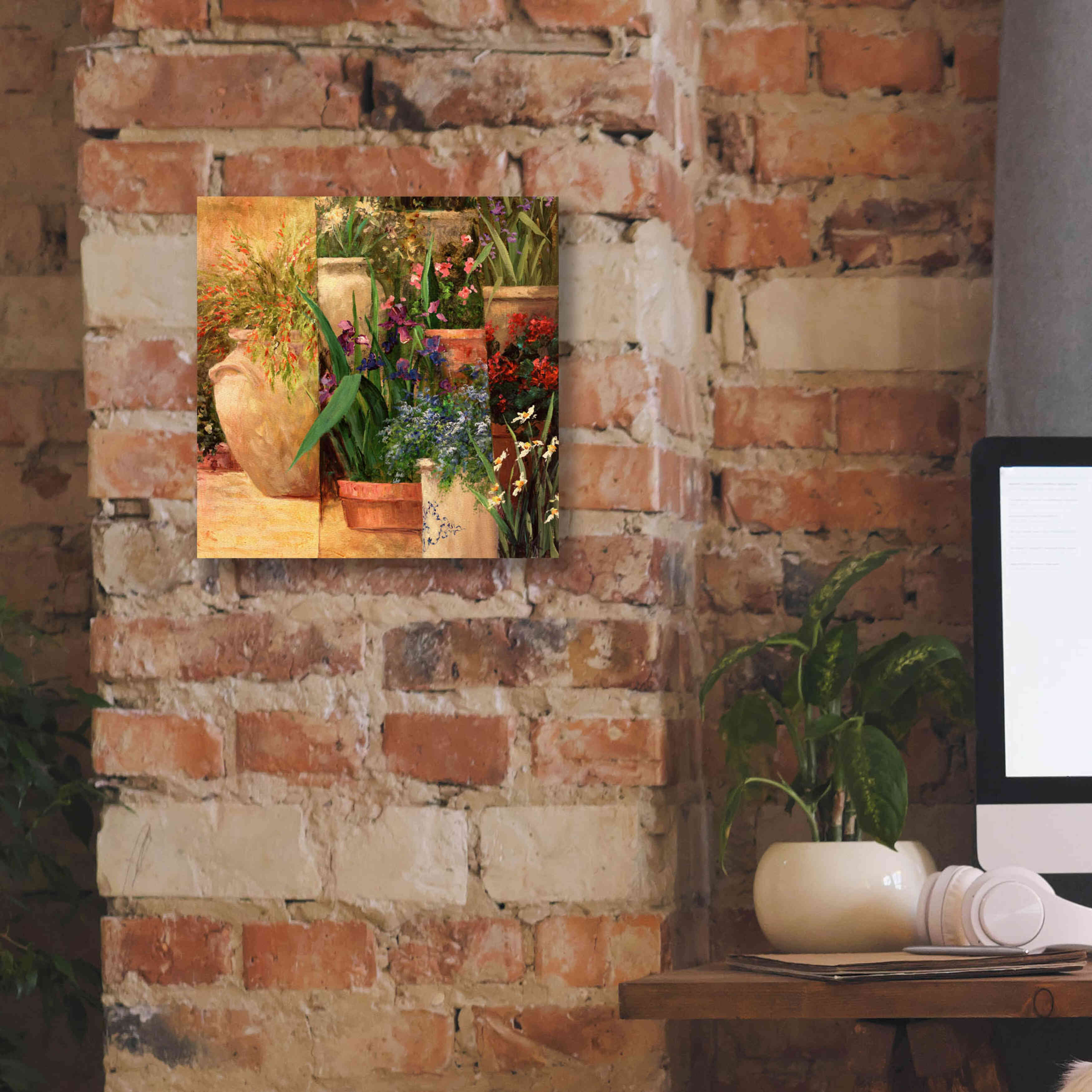 'Flower Pots Left' by Art Fronckowiak, Giclee Canvas Wall Art,12x12