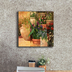 'Flower Pots Left' by Art Fronckowiak, Giclee Canvas Wall Art,18x18
