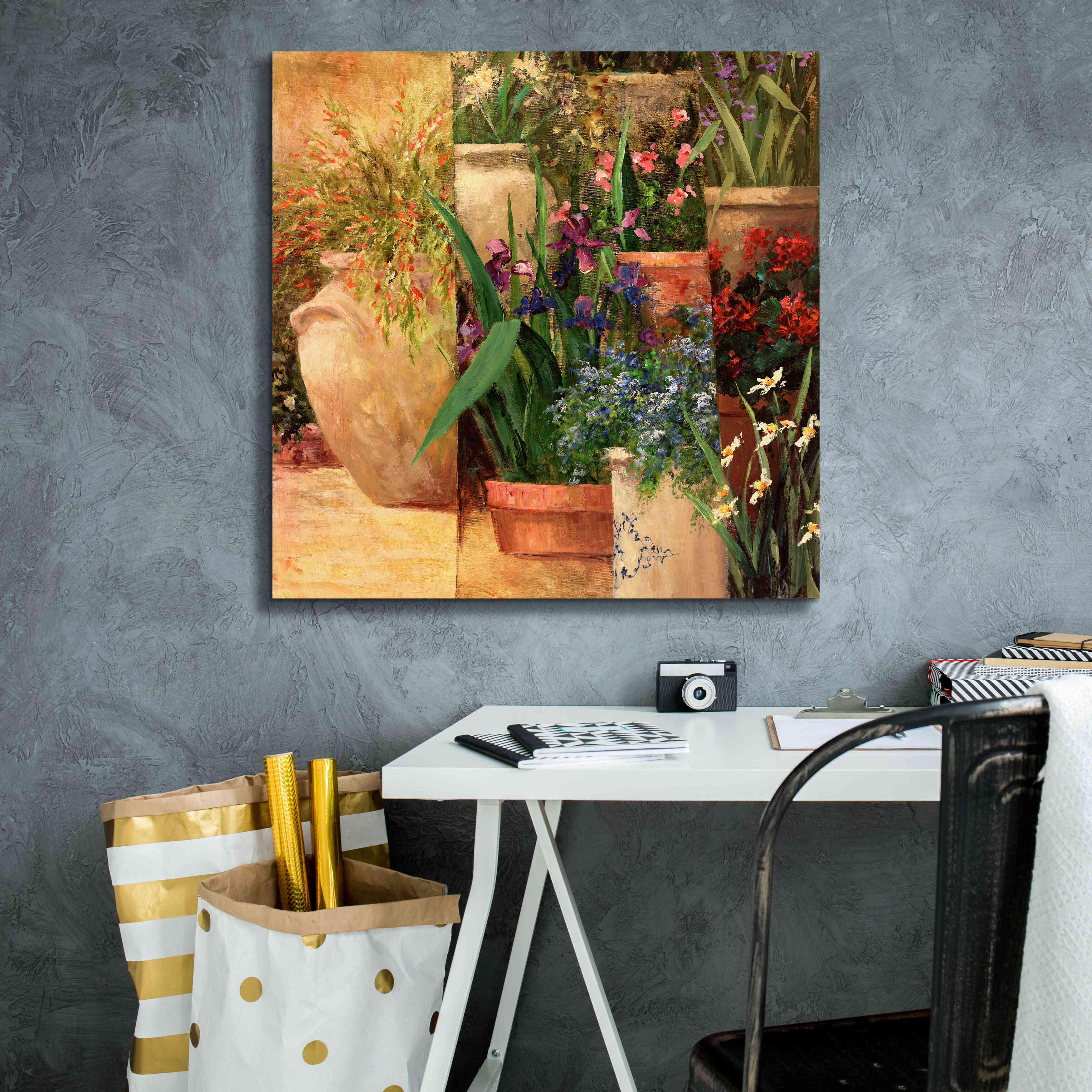 'Flower Pots Left' by Art Fronckowiak, Giclee Canvas Wall Art,26x26