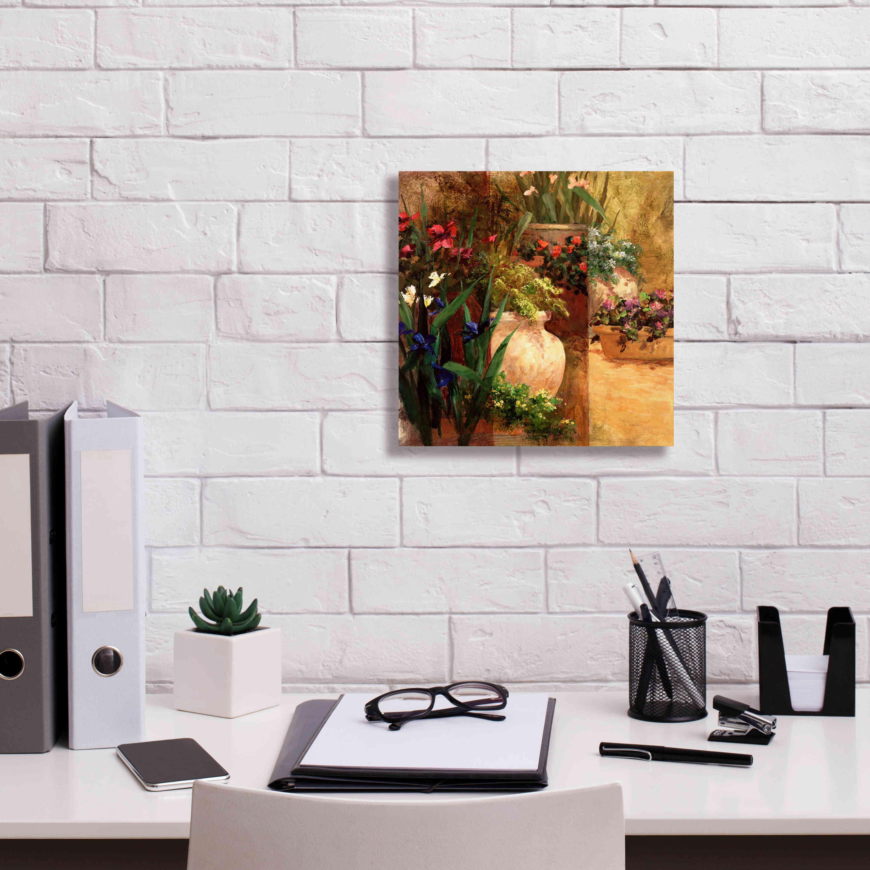 'Flower Pots Right' by Art Fronckowiak, Giclee Canvas Wall Art,12x12