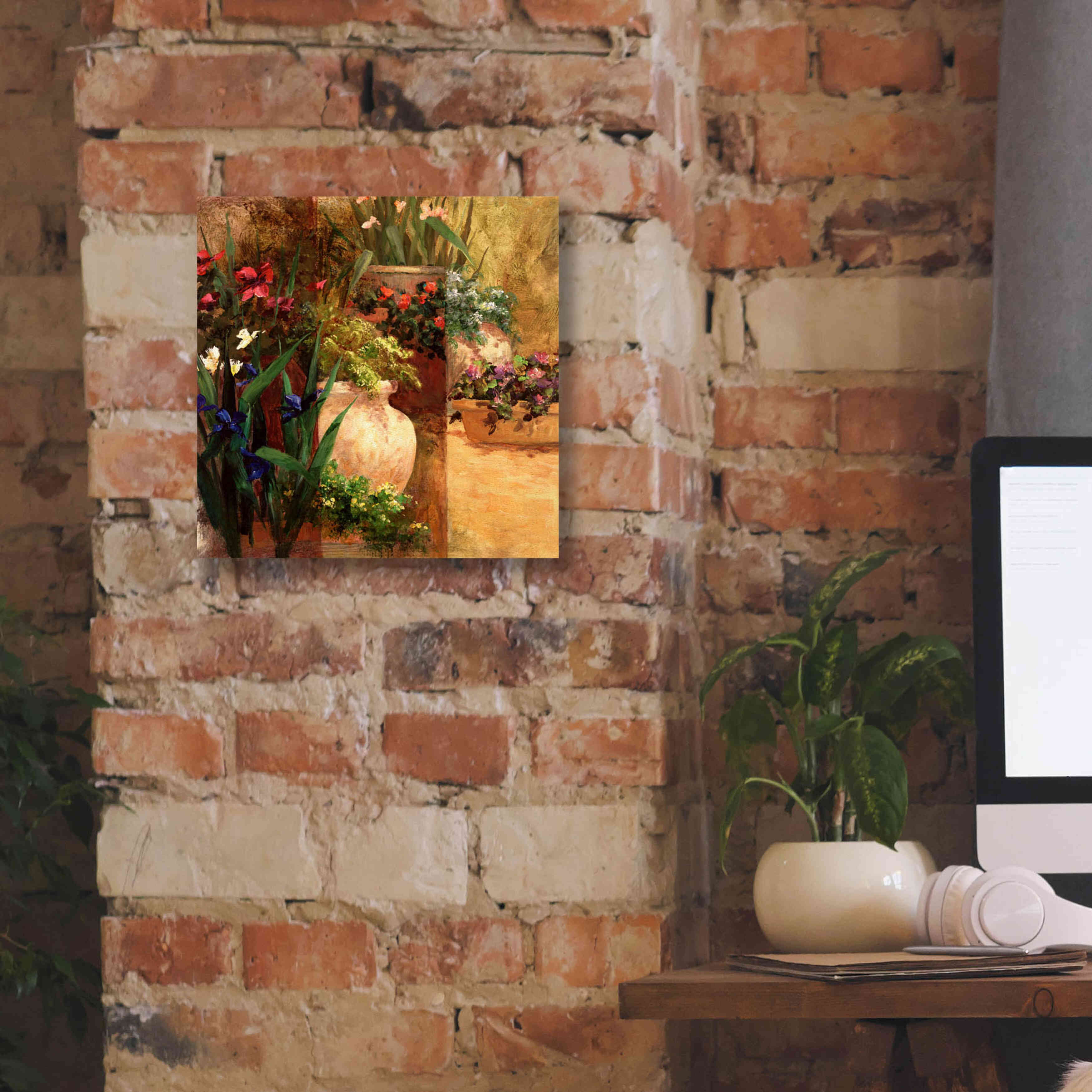 'Flower Pots Right' by Art Fronckowiak, Giclee Canvas Wall Art,12x12