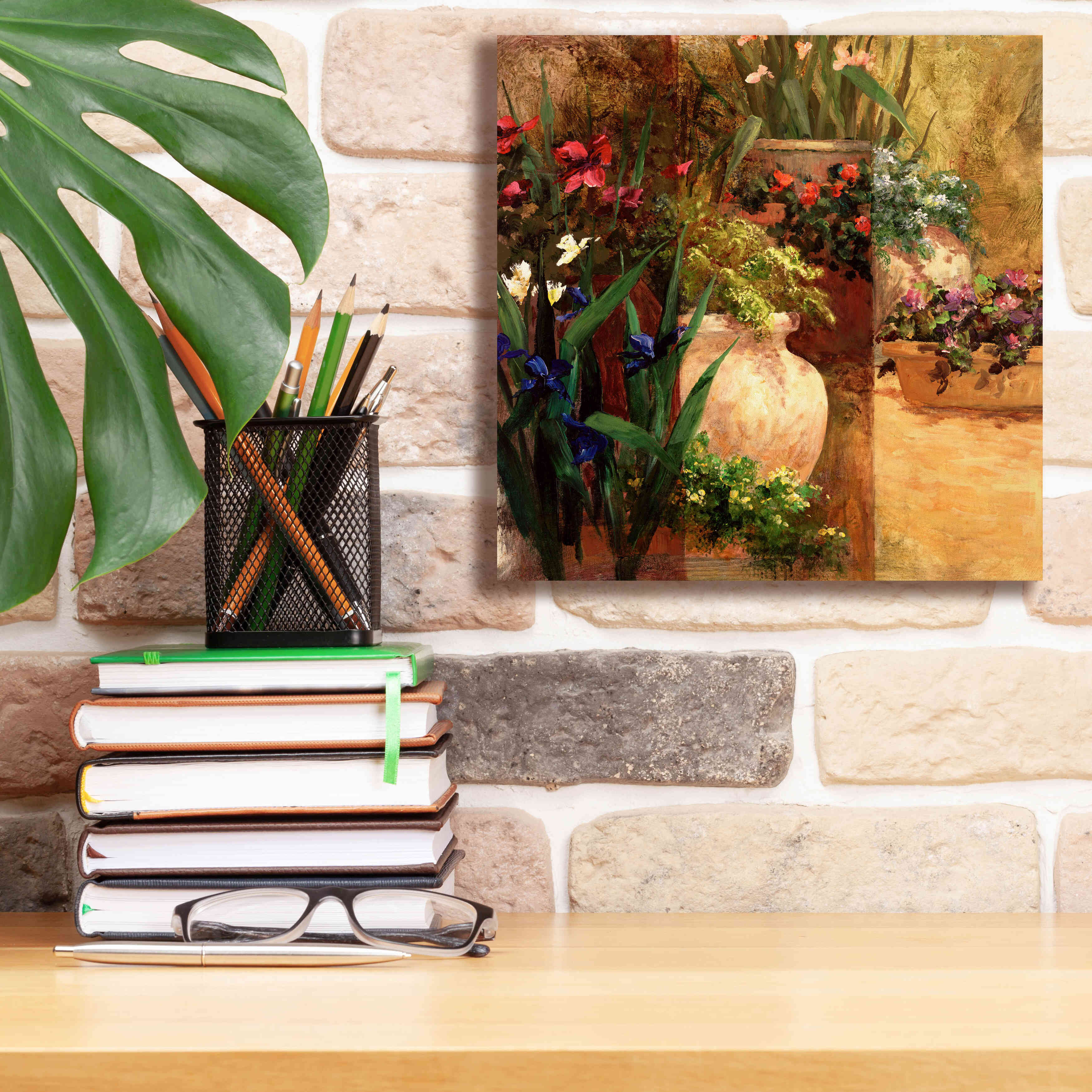 'Flower Pots Right' by Art Fronckowiak, Giclee Canvas Wall Art,12x12