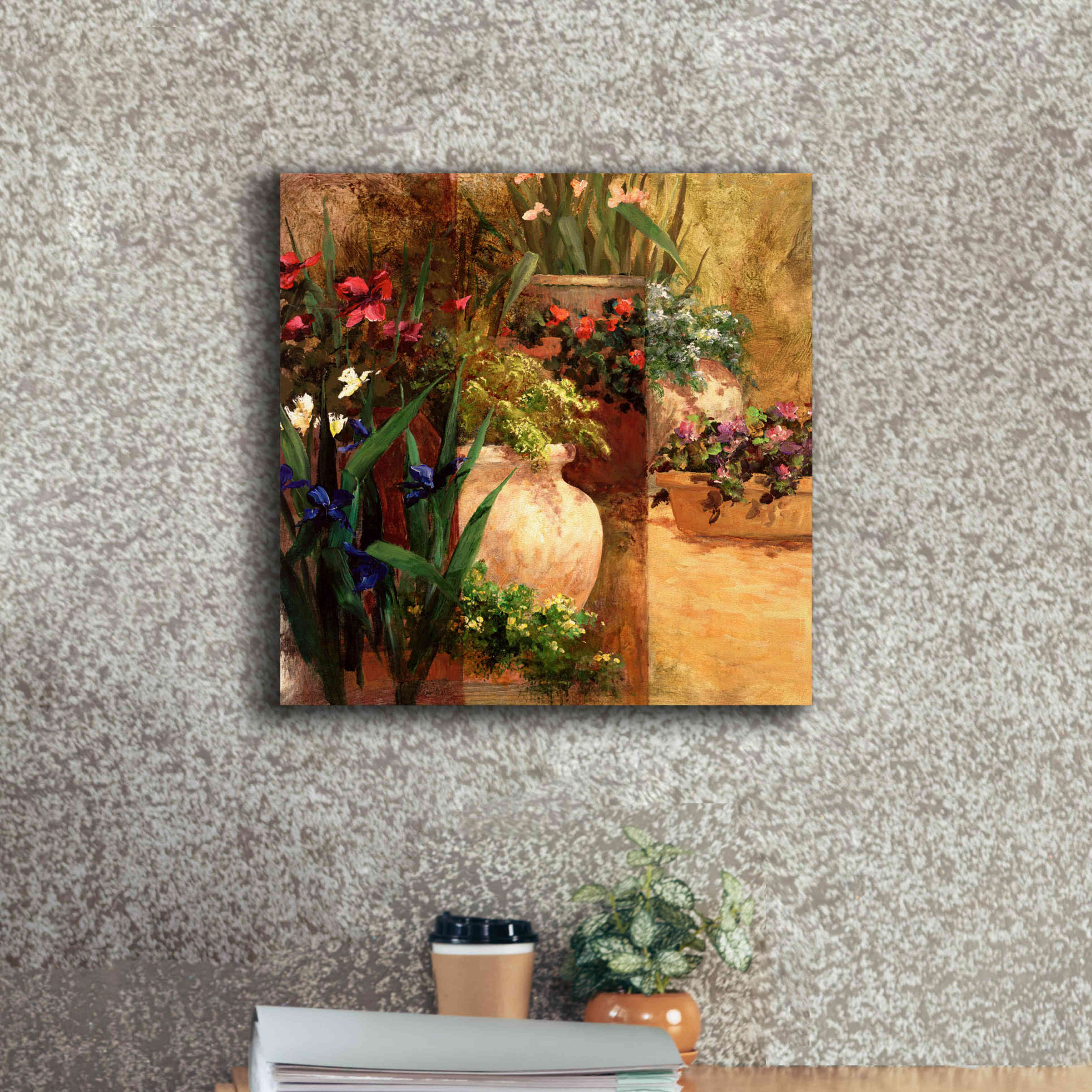 'Flower Pots Right' by Art Fronckowiak, Giclee Canvas Wall Art,18x18