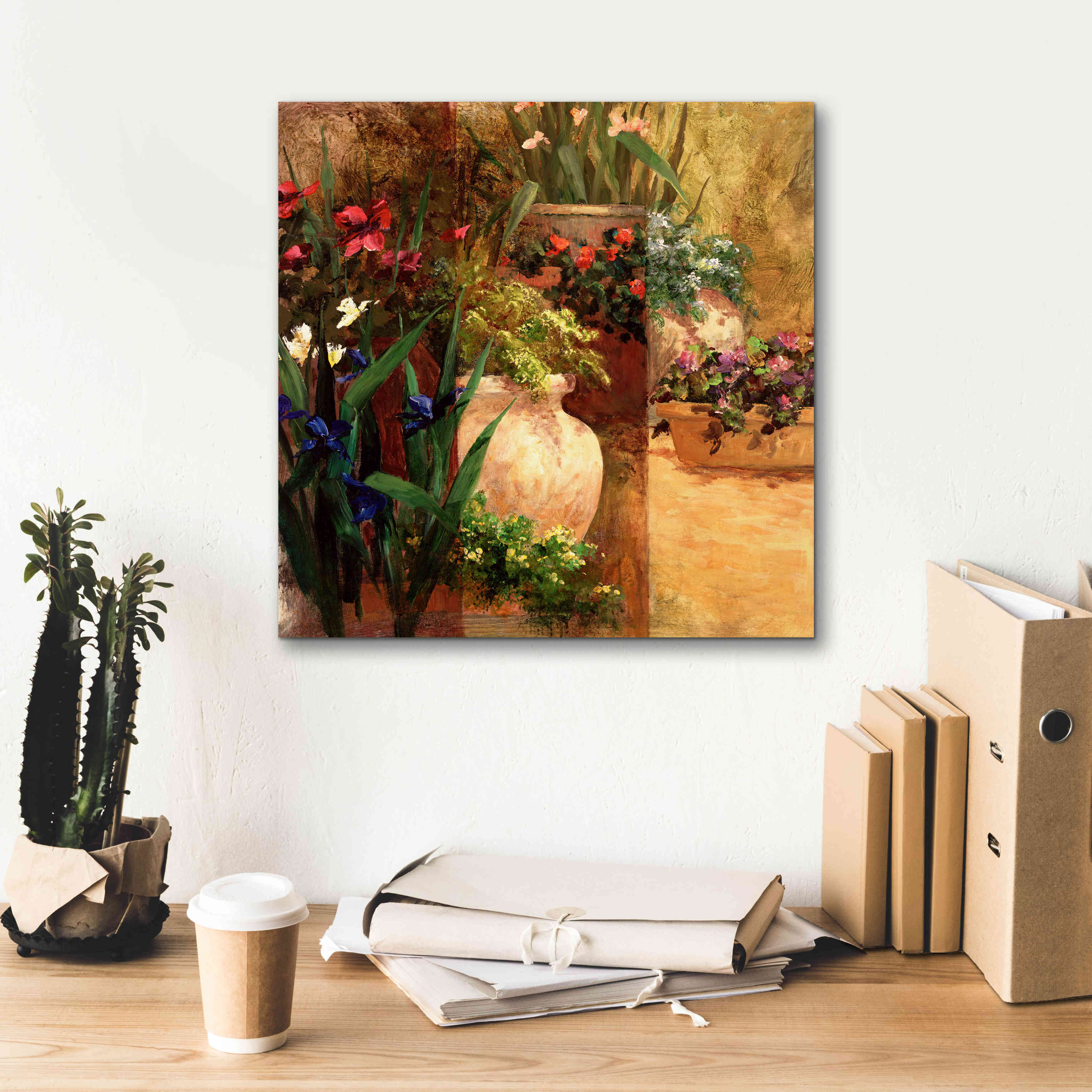 'Flower Pots Right' by Art Fronckowiak, Giclee Canvas Wall Art,18x18