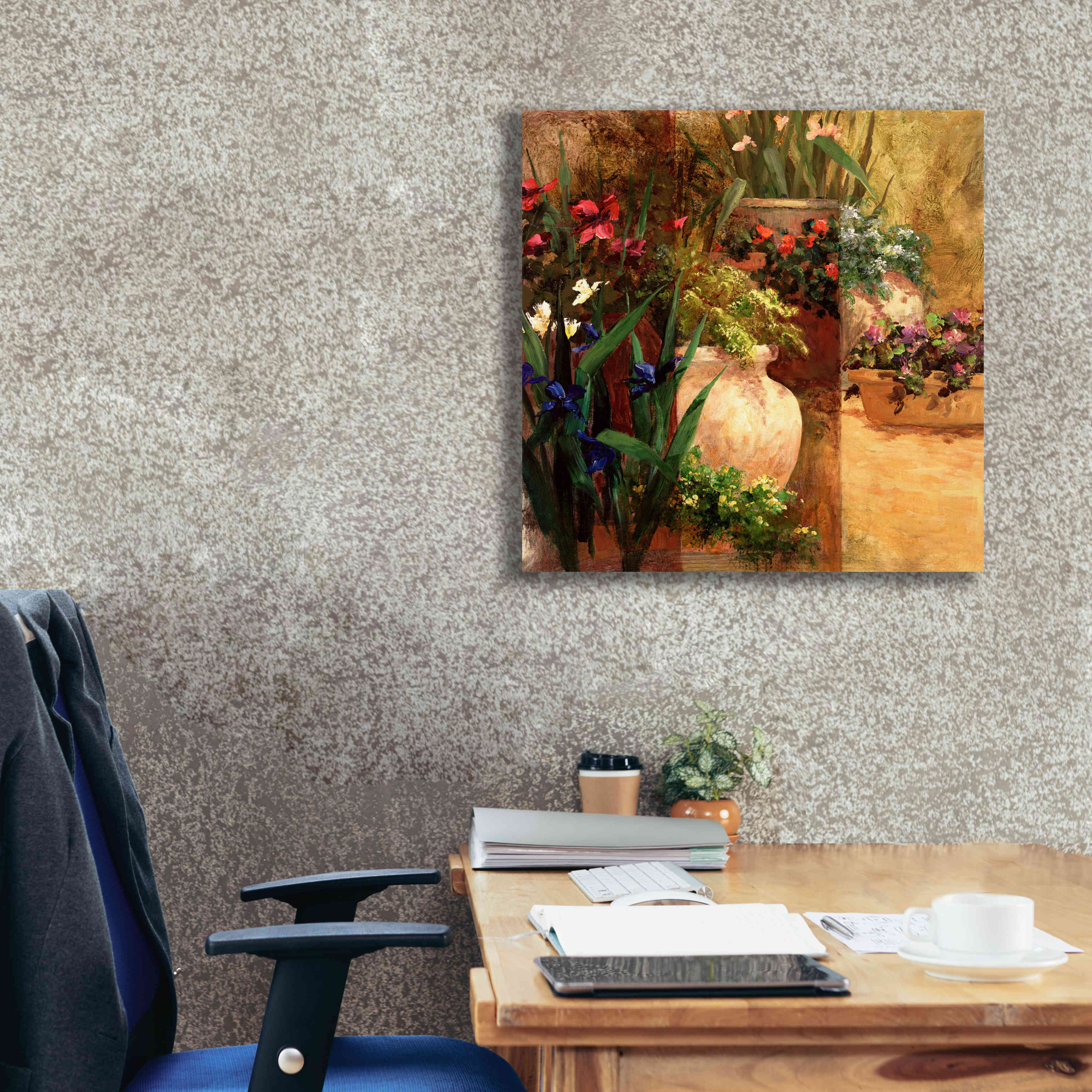 'Flower Pots Right' by Art Fronckowiak, Giclee Canvas Wall Art,26x26