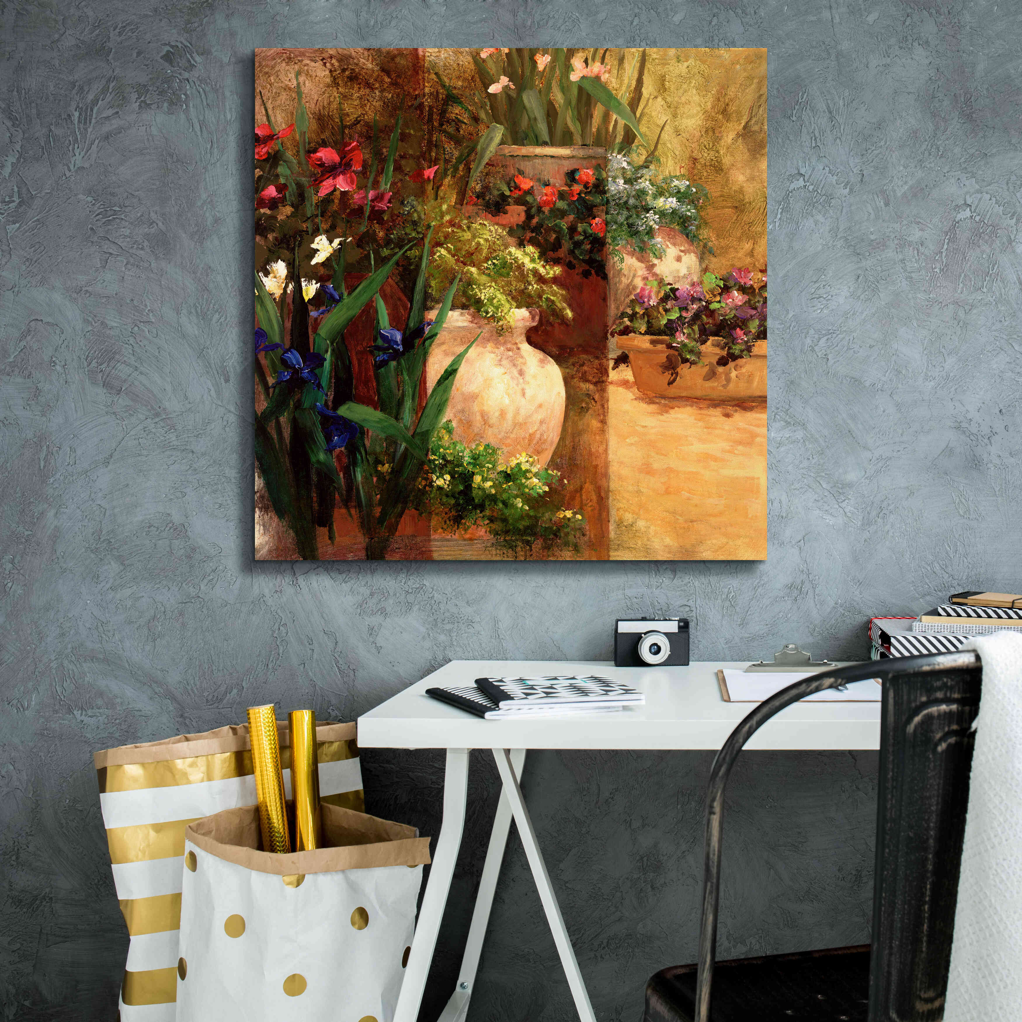 'Flower Pots Right' by Art Fronckowiak, Giclee Canvas Wall Art,26x26